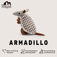 Texture texturée du jouet Armadillo Hollypet gris, masse les gencives pendant le jeu.