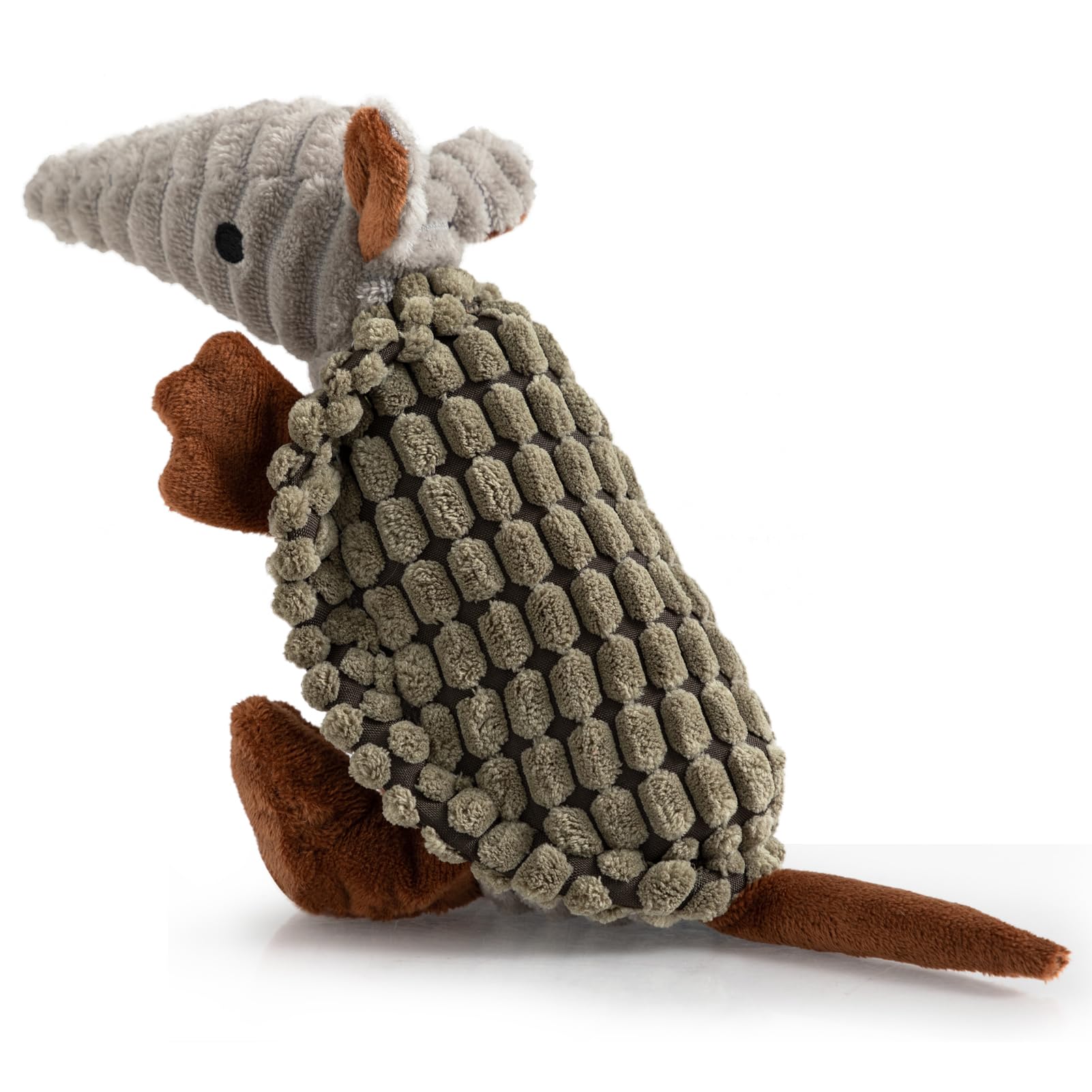 Hollypet Armadillo: jouet peluche sifflant olive foncé pour chien divertissant