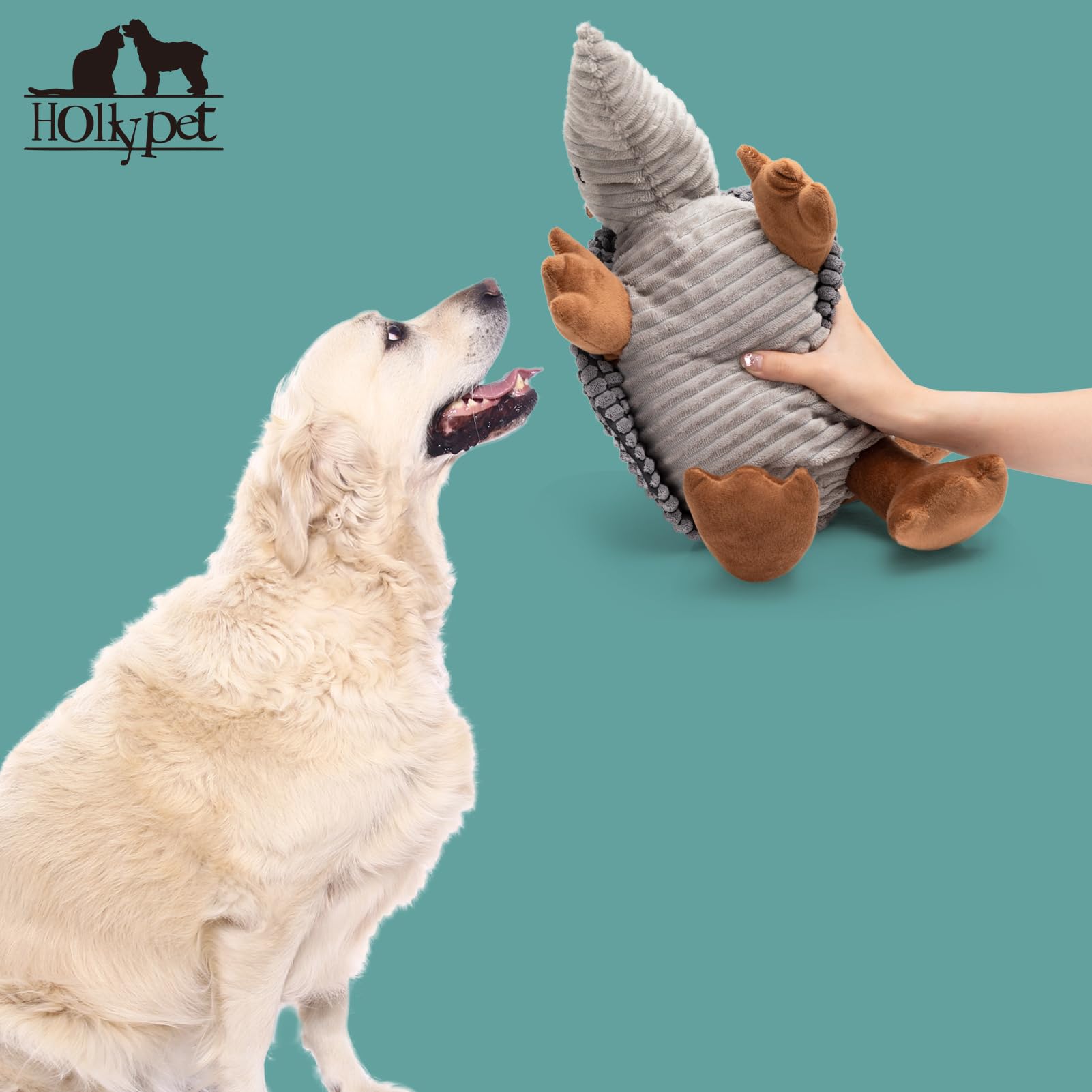 Hollypet Armadillo surface texturée pour masser les gencives durant le jeu.