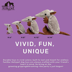Hollypet Armadillo peluche siffleur bleu-gris, stimule mordillage sans bruit fort.