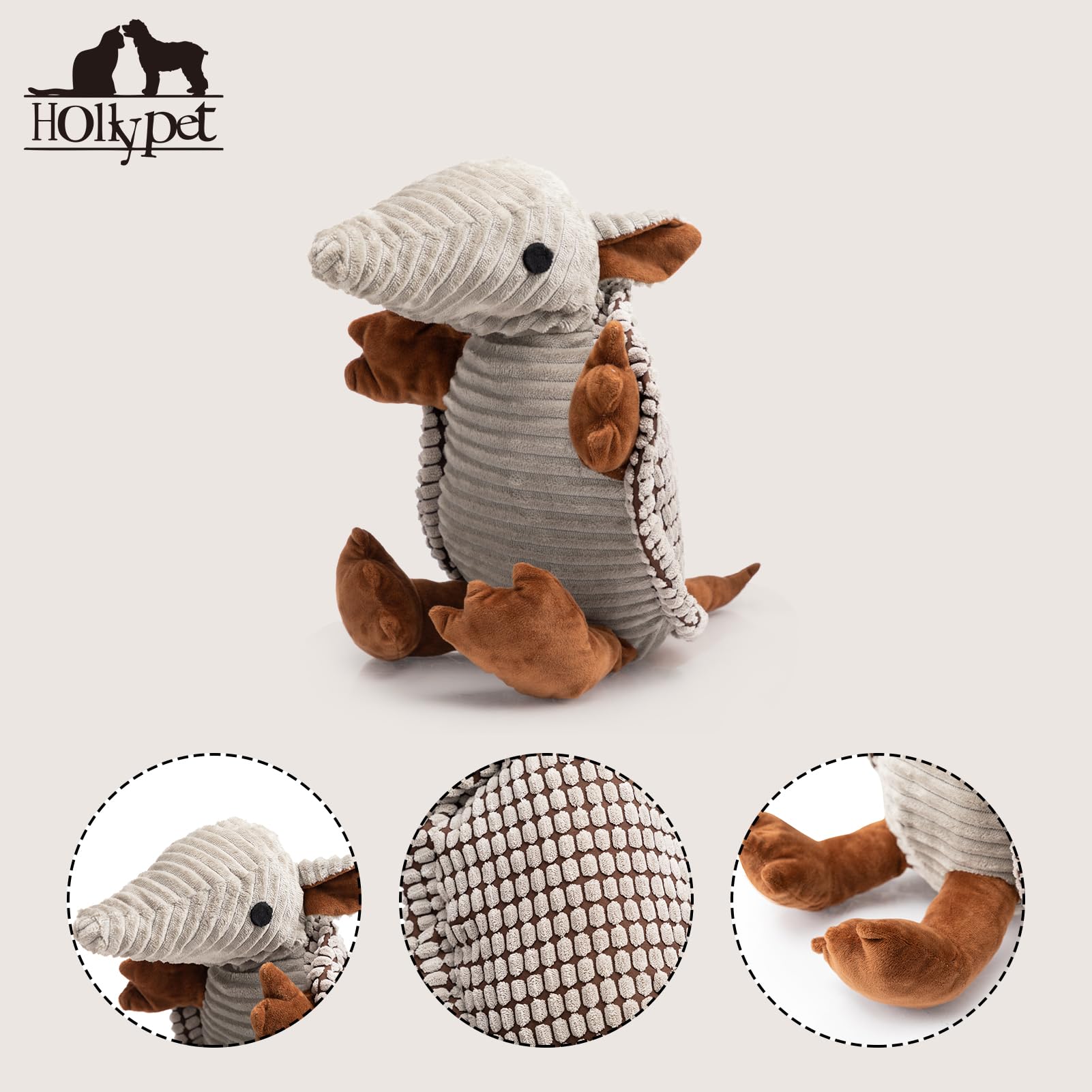 Texture Armadillo Hollypet massant les gencives pendant le jeu.