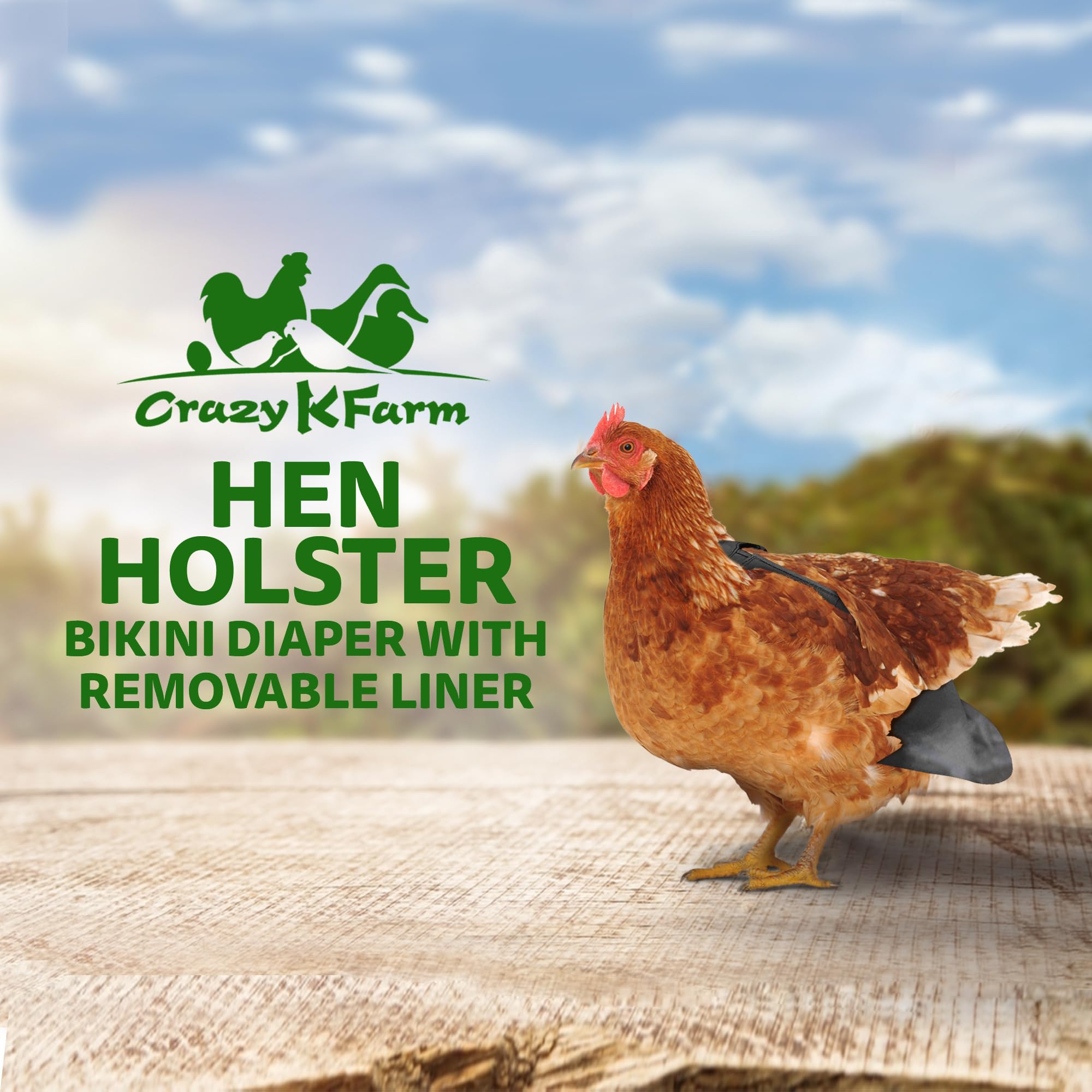 Holster couche poules rose avec attache sécurisée et respirabilité.