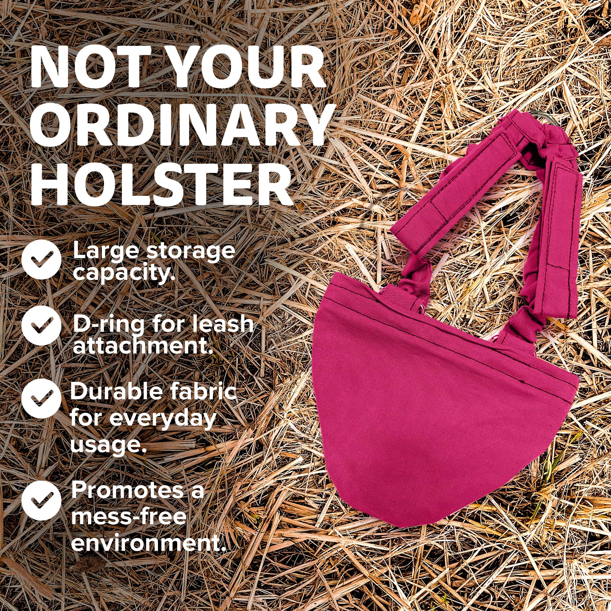 Holster utilisation extérieure pour poules et autres oiseaux en plein air.