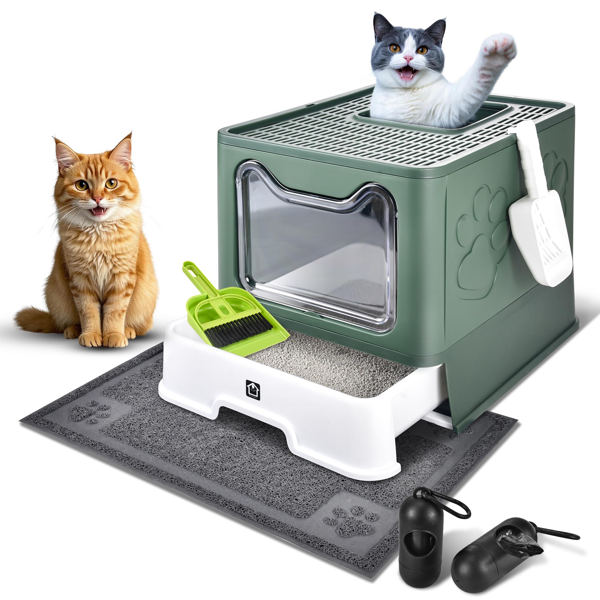 Homagico litière chat, vue d'ensemble: espace fermé et propreté améliorée.