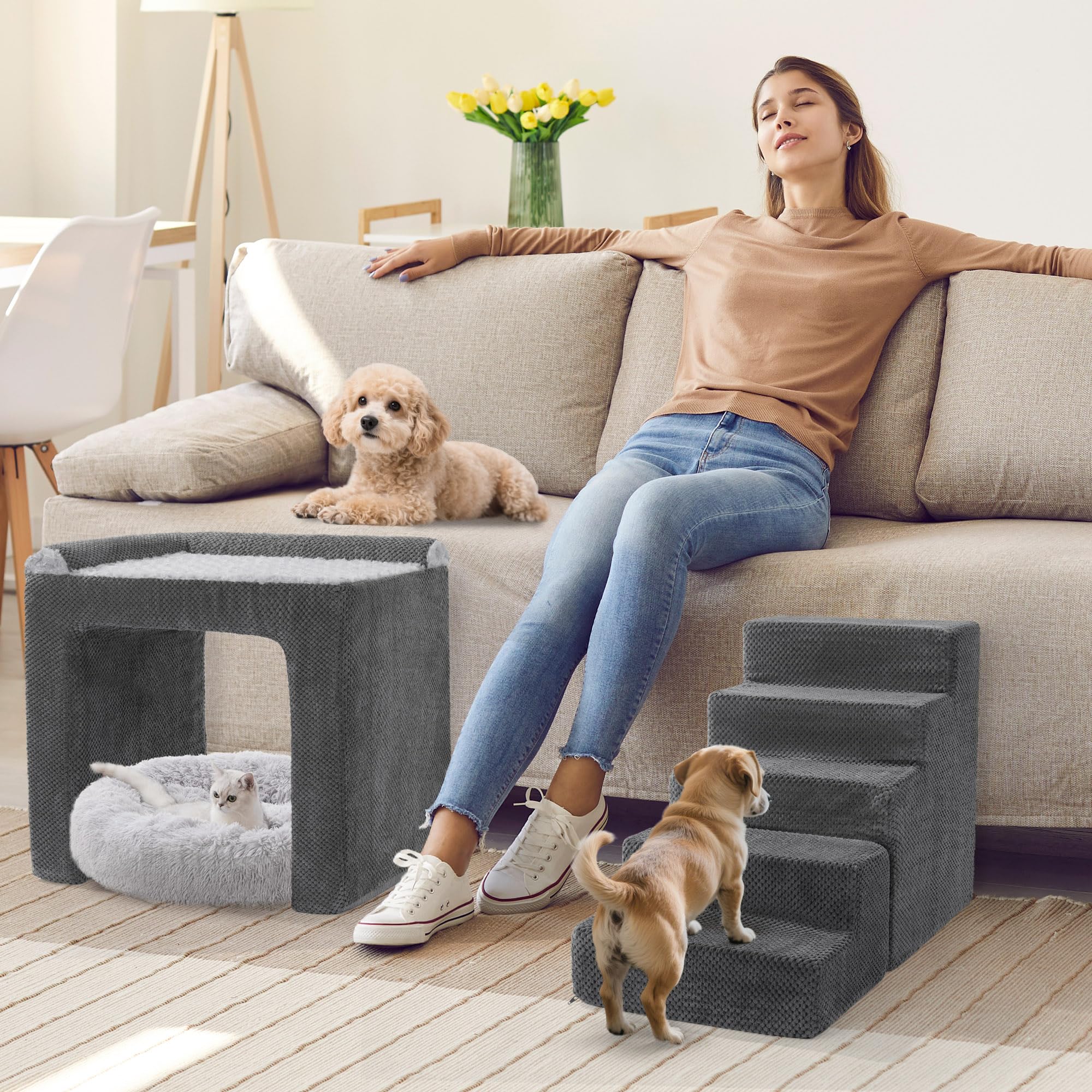 HOMBYS design compact pour fenêtre, idéal pour petits chiens et espaces restreints