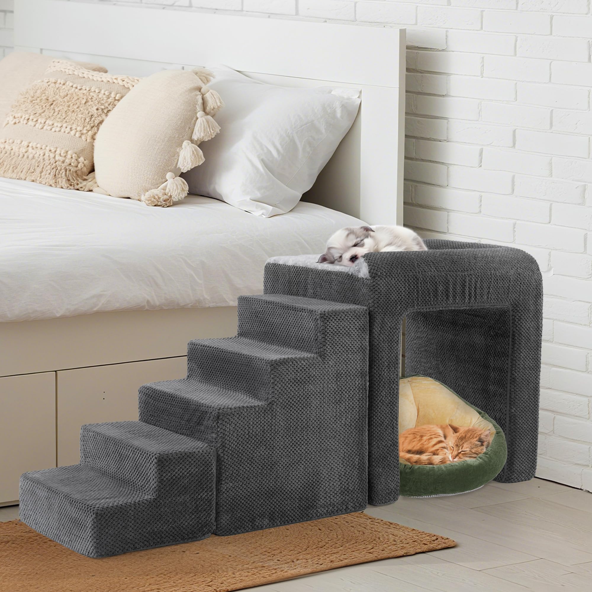 HOMBYS escalier ergonomique 3 étapes, accès sûr et soutien des articulations