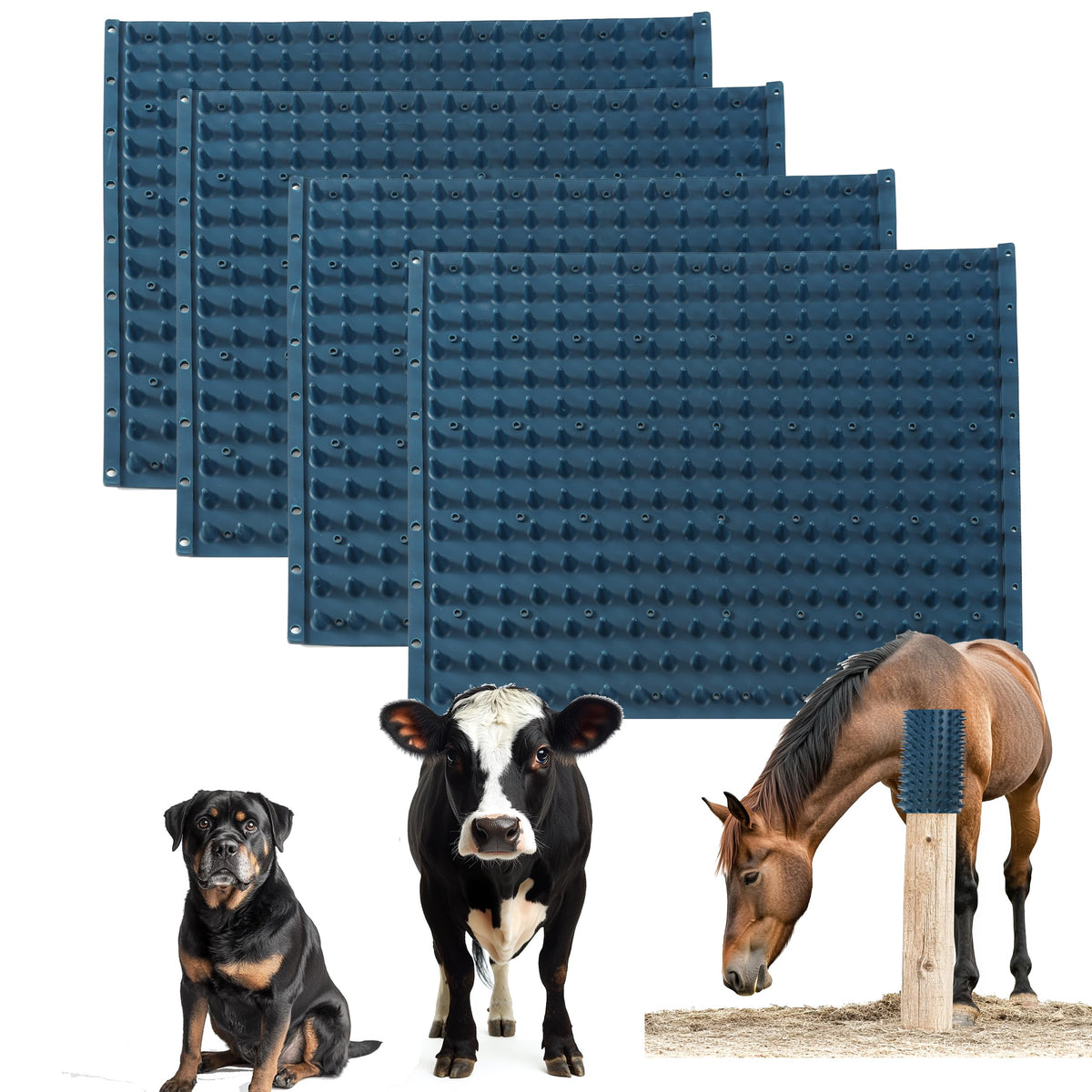 Homcare Tapis-Grattoir Chevaux lot quatre : massage doux et toilettage simple