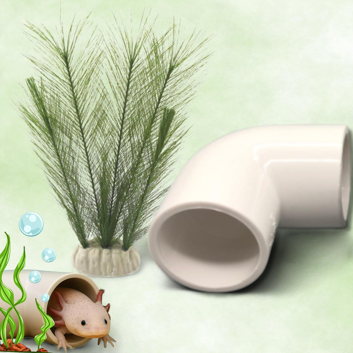 Homedy Crafts tube-refuge axolotl: refuge sûr et apaisant dans l'aquarium.