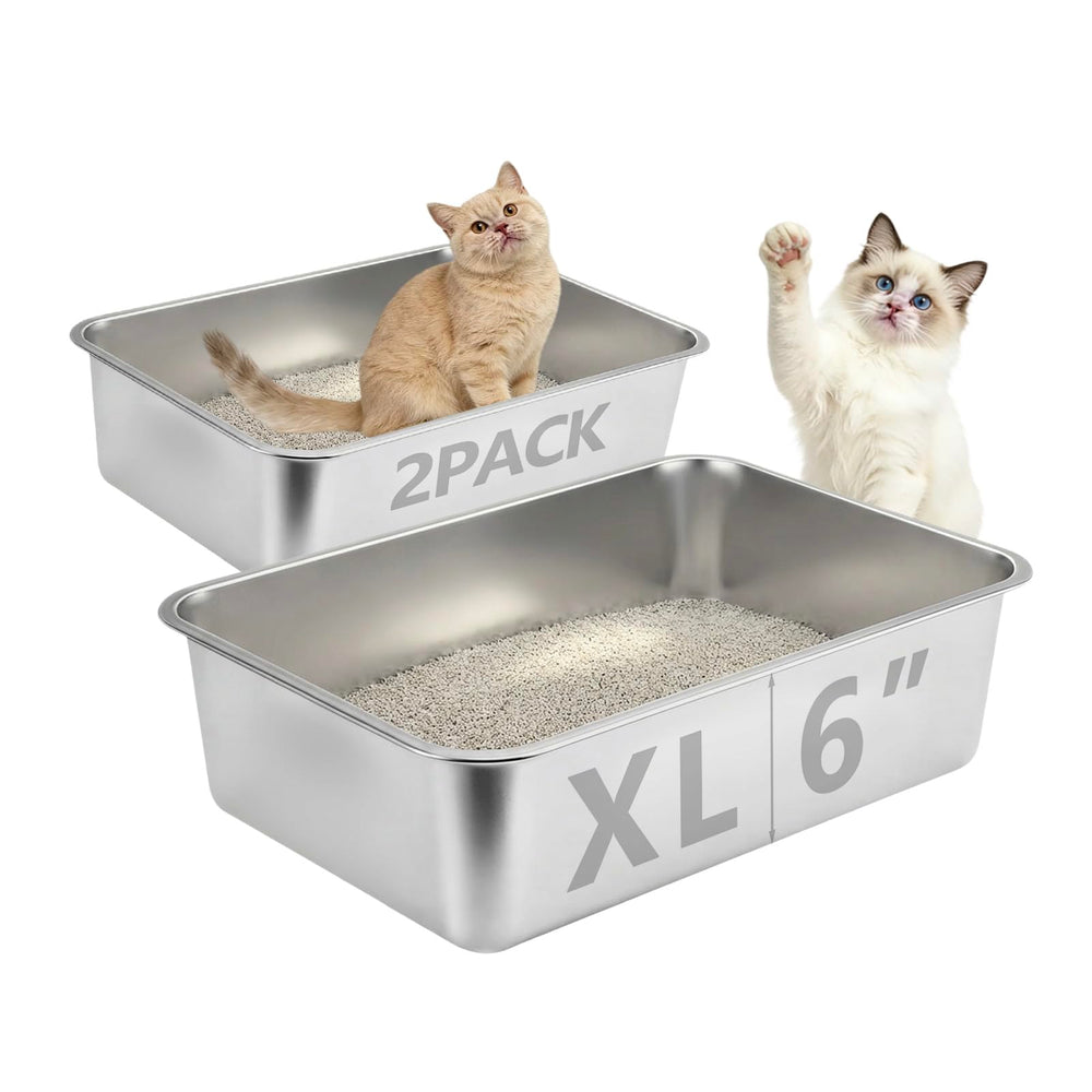 Homegroove litiere bac acier grande duo: robuste et durable pour plusieurs chats.
