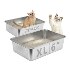 Homegroove litiere bac acier grande duo: robuste et durable pour plusieurs chats.