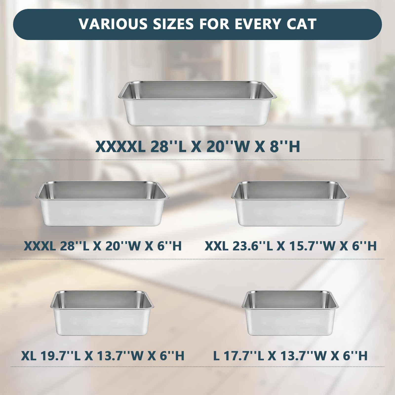 Homegroove litiere bac acier grande capacite grand chat: ideal pour grands felins.