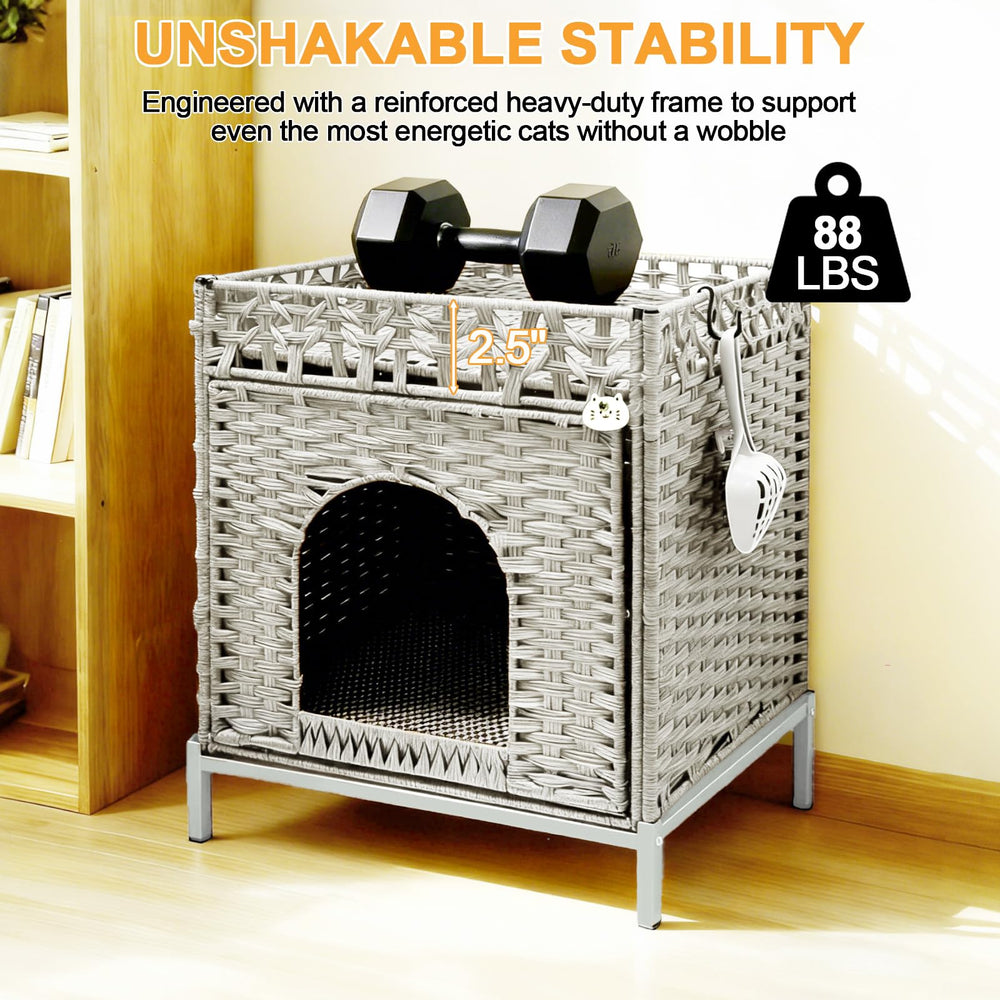 Homegroove niche-chat-sejour-gris, coin intime pour chat et espace salon harmonieux.