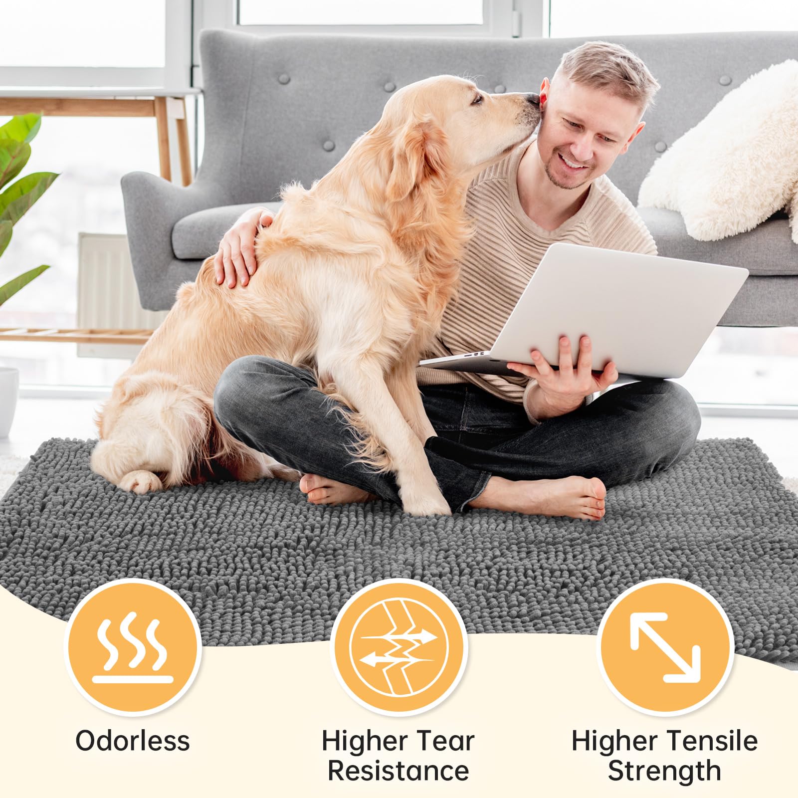 Tapis HOMEK lavable en machine pour un entretien rapide et pratique.