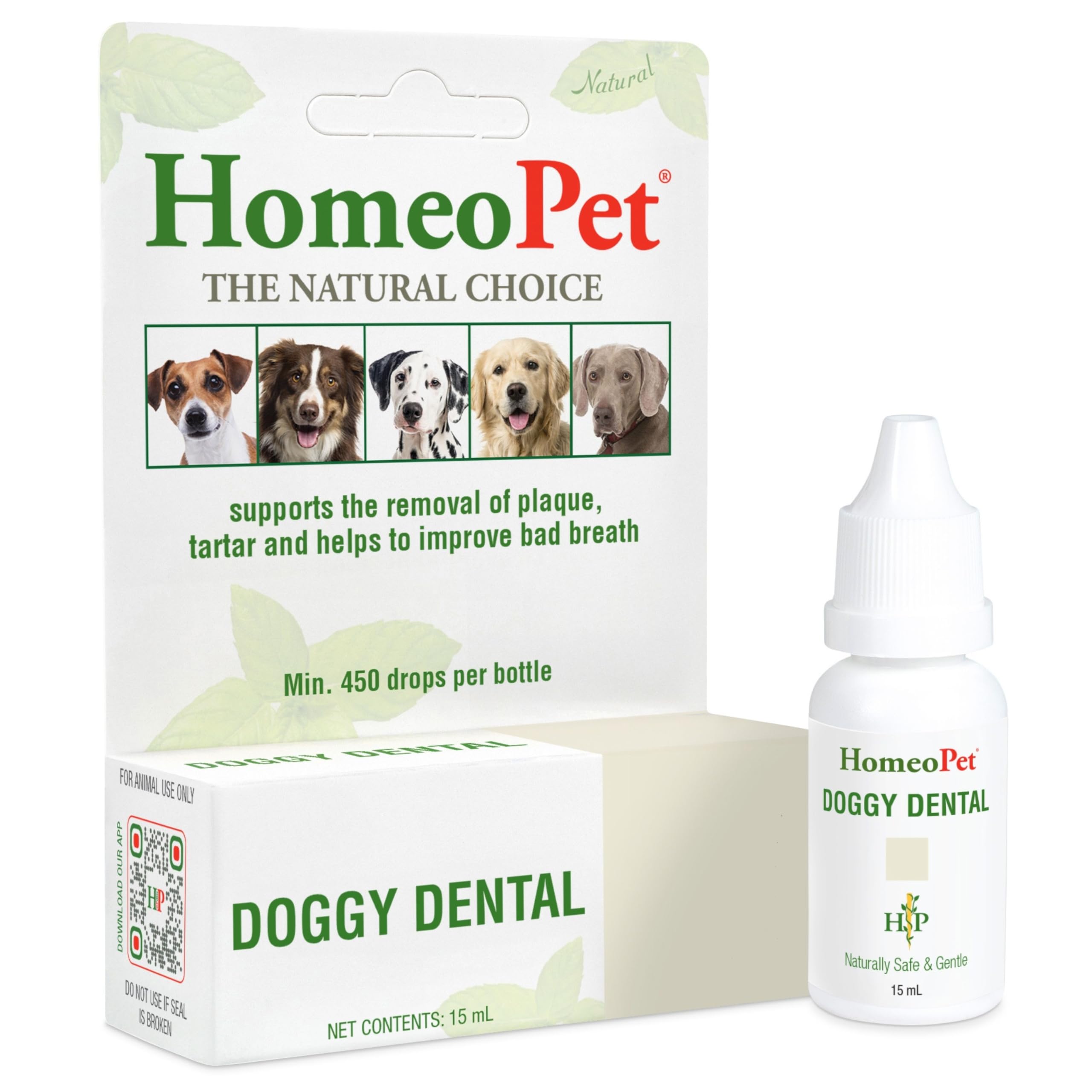 HomeoPet Doggy Dental: bouteille canin, soutien potentiel à l'hygiène dentaire et haleine.