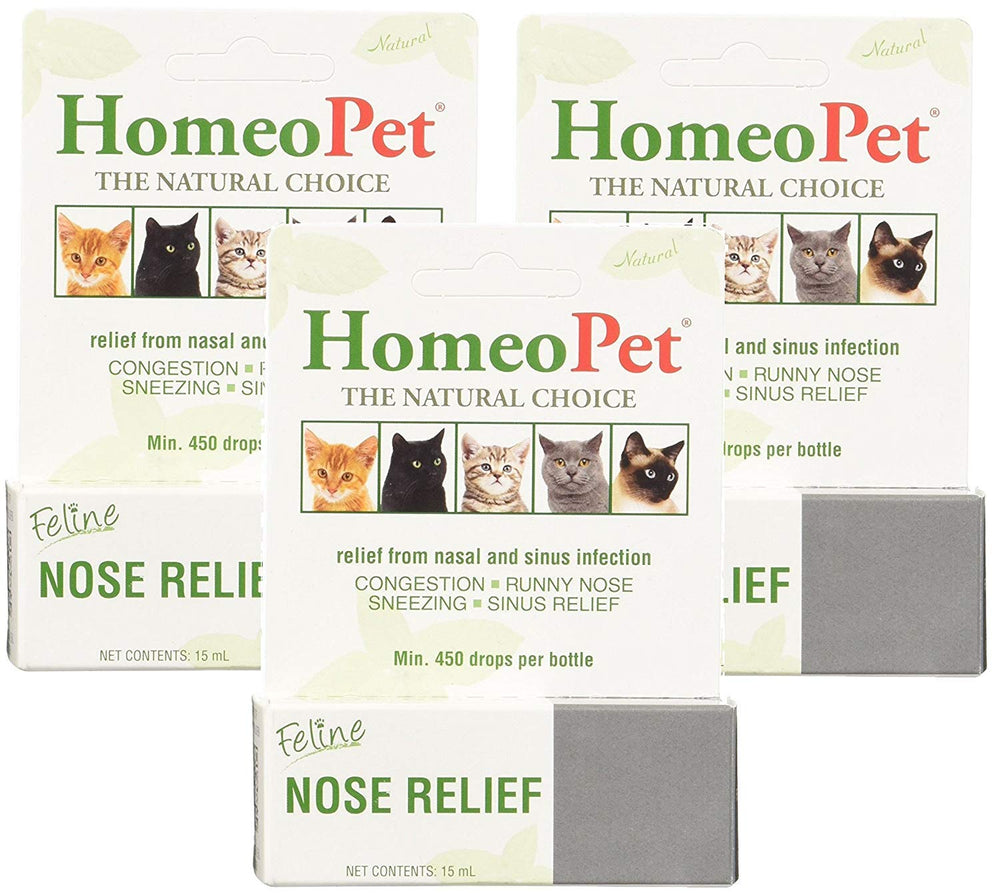 HomeoPet Felin Nez Relief — pack de 3 flacons 15 ml, soutien nasal naturel.