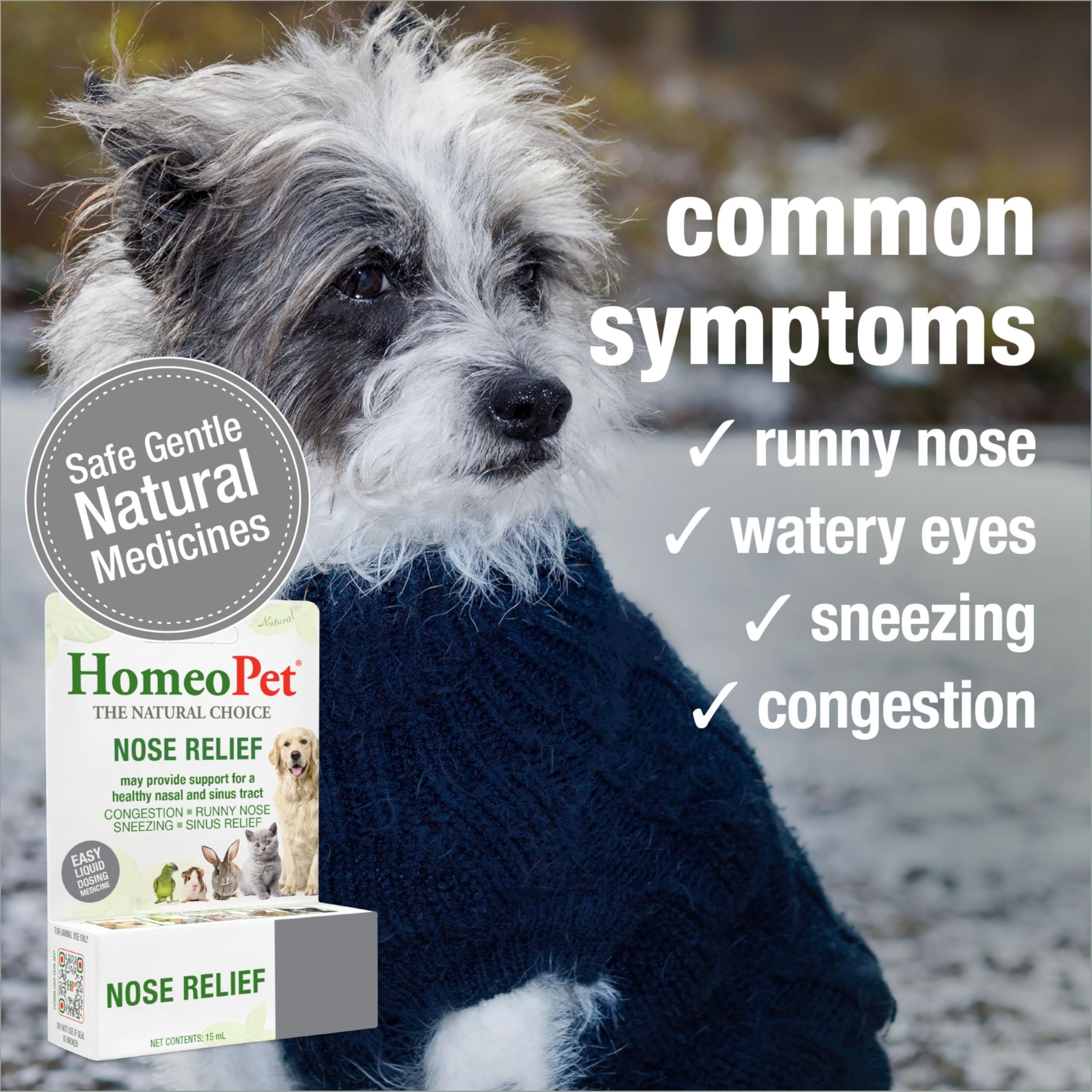 HomeoPet Nose Relief : administration directe – dose en bouche ou eau pour un usage pratique.