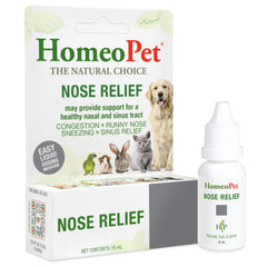 HomeoPet Nose Relief : flacon – soutiens nasaux naturels pour chiens et chats, usage facile.