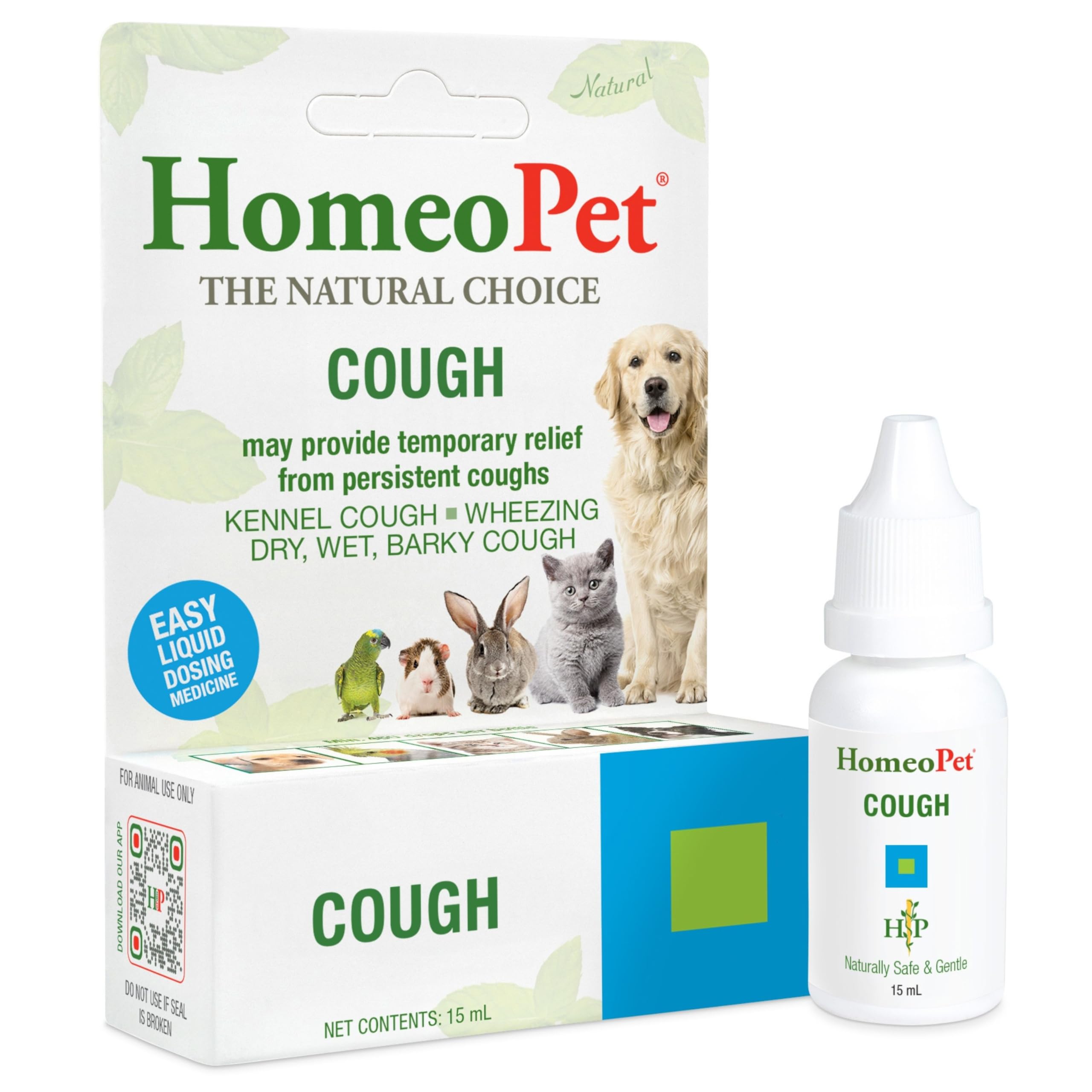 HomeoPet Toux – bouteille-15ml prête à usage quotidien.