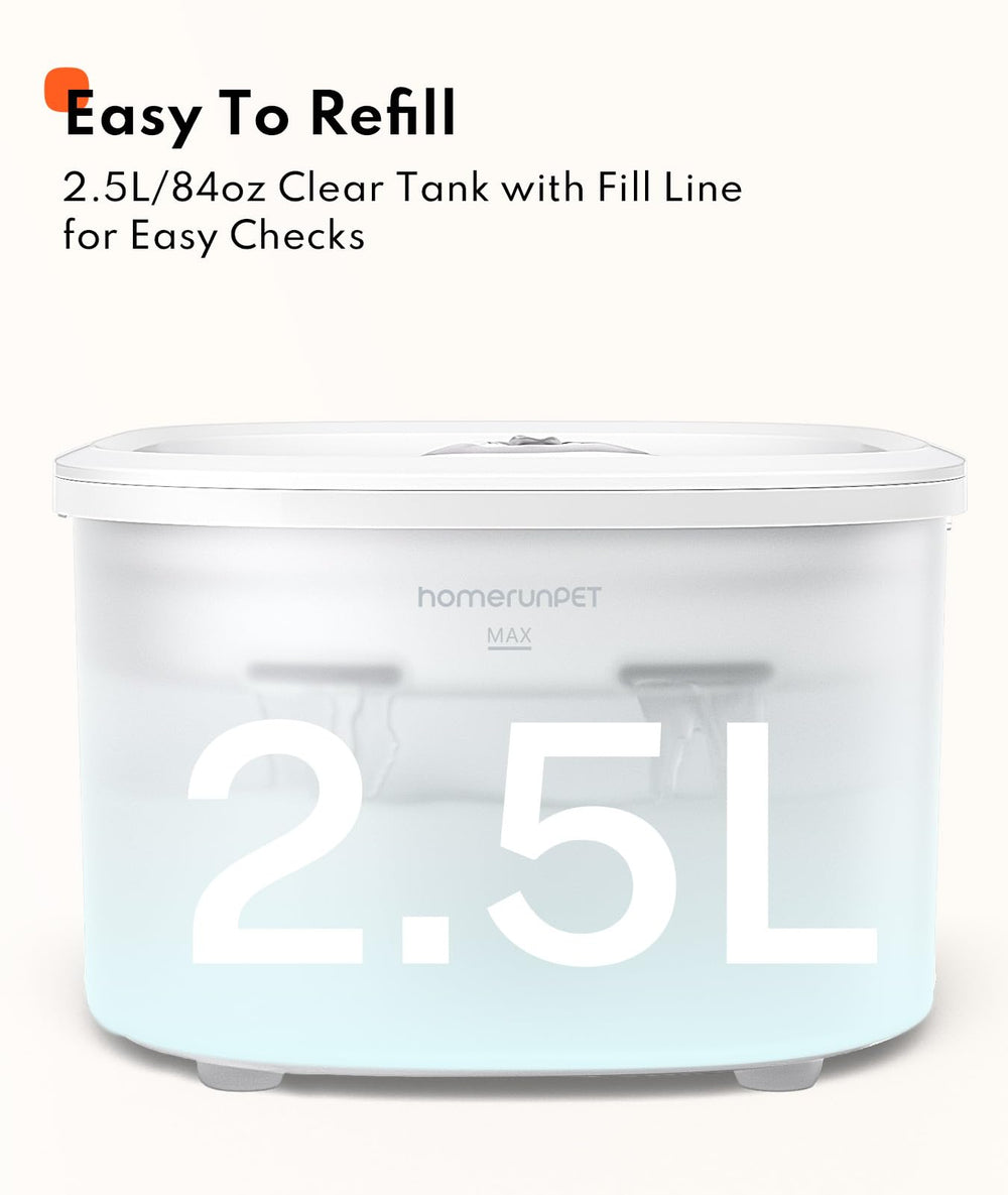 HomerunPet fontaine-capacite 2,5 L fournit eau pendant plusieurs jours.