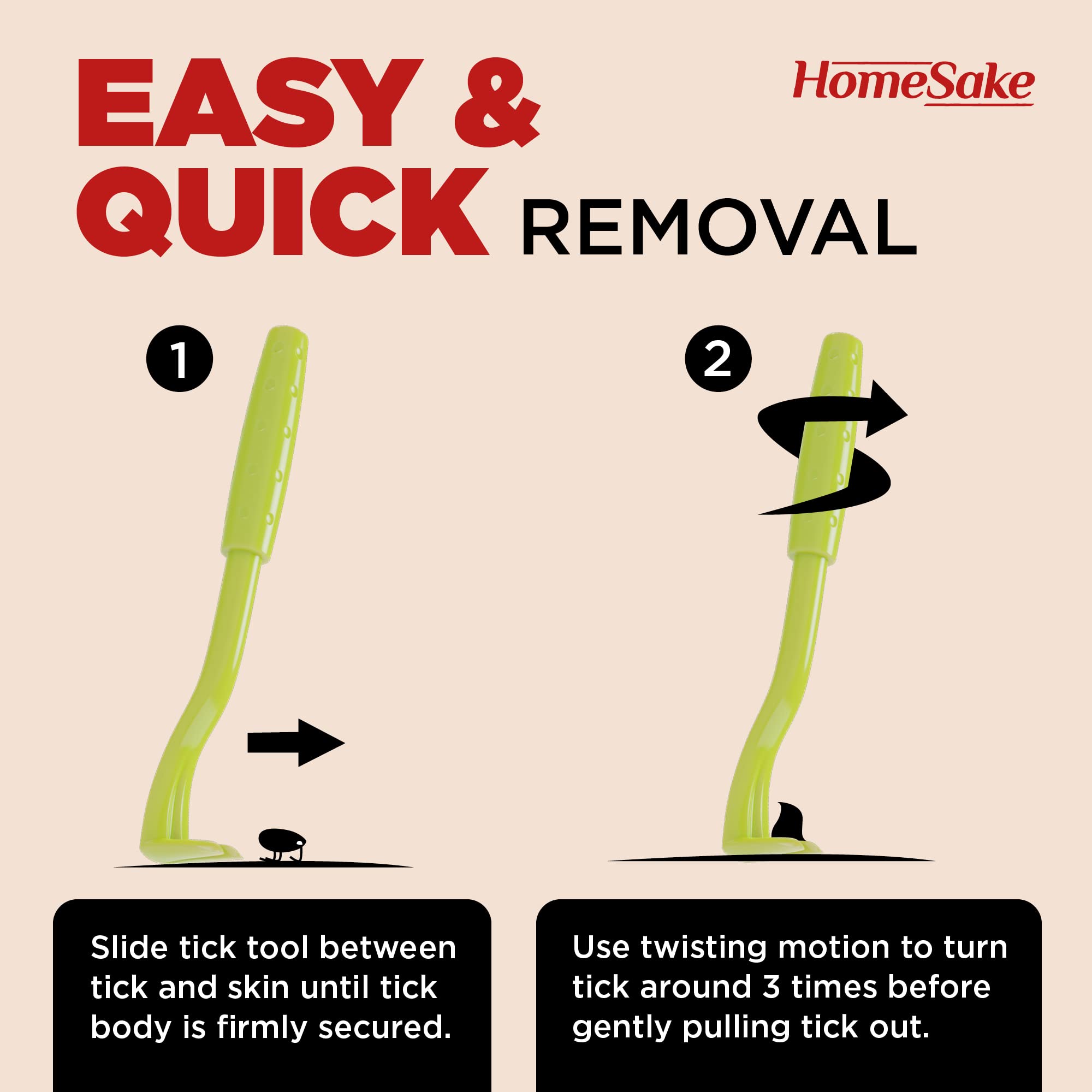 HomeSake outil-retrait-tique sans douleur pour animaux et personnes.