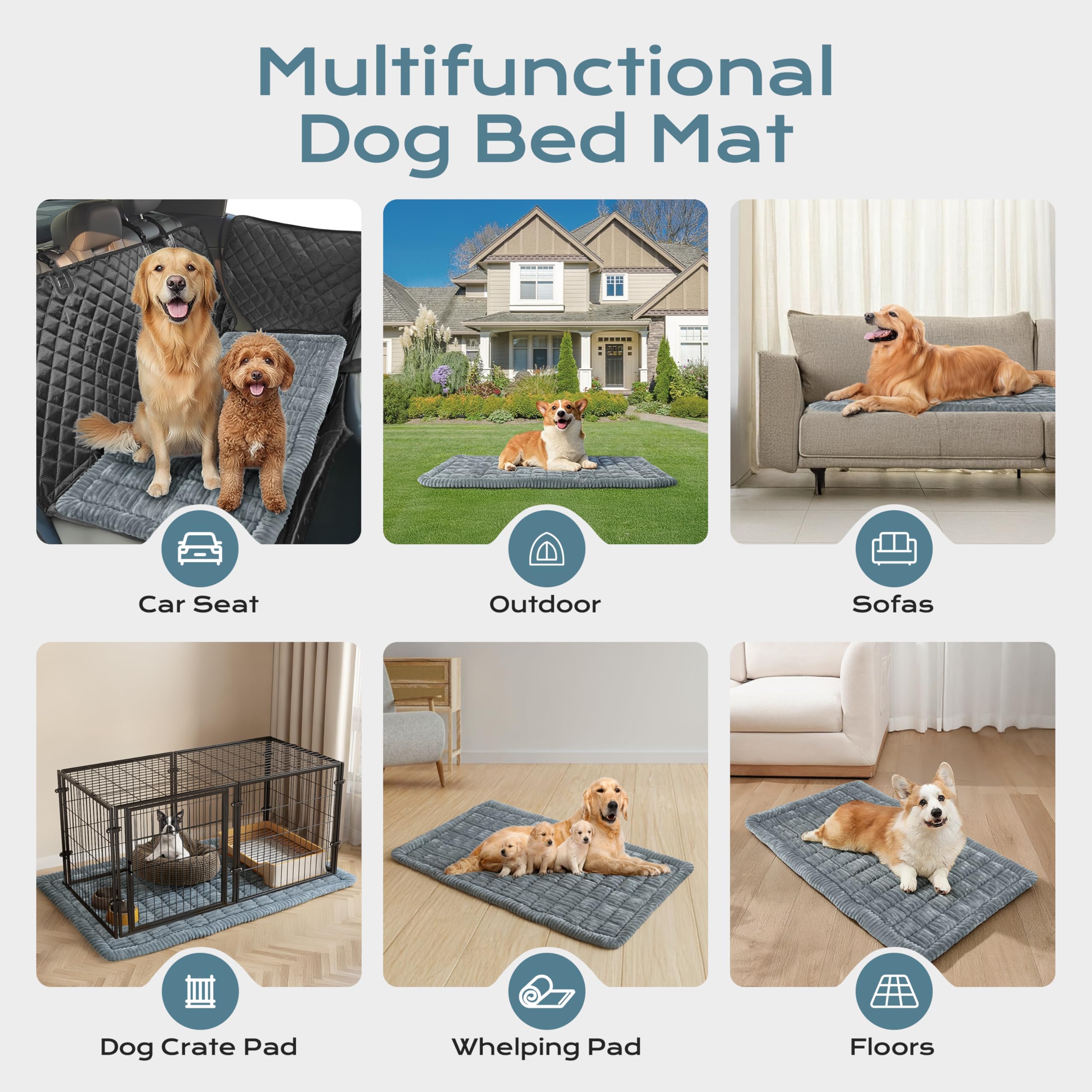 HomeTails tapis chien gris doux pour la maison et les trajets