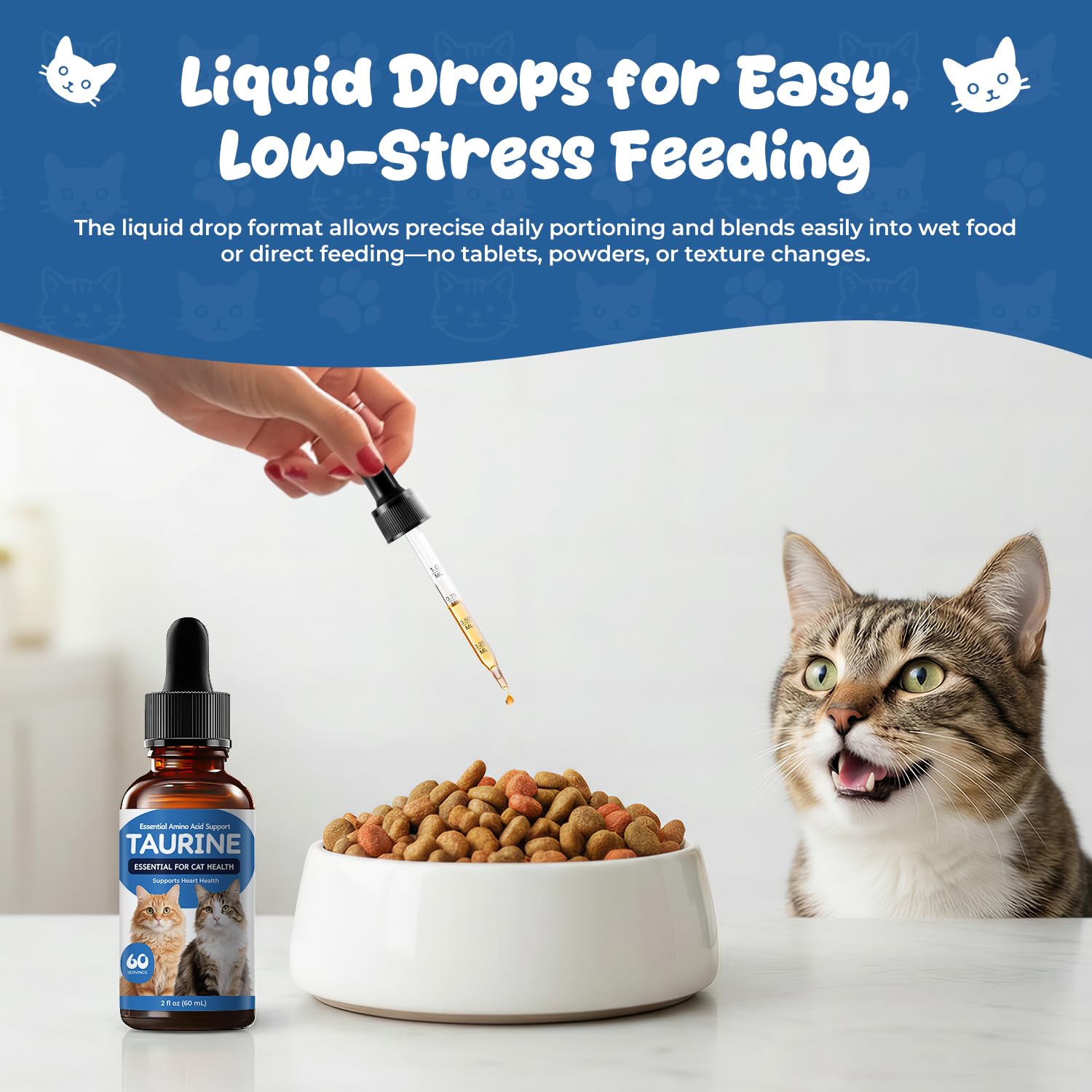 Administration directe facile de Homibabis Taurine à votre chat.