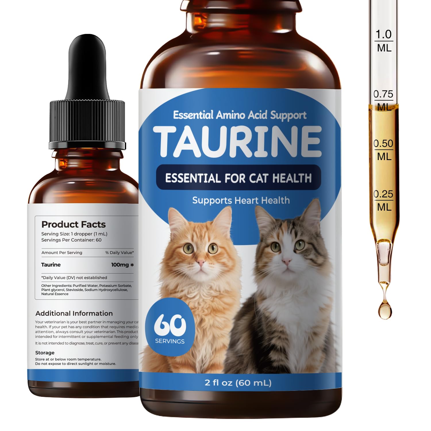Homibabis Taurine liquide pour chats, bouteille prête pour une routine quotidienne.