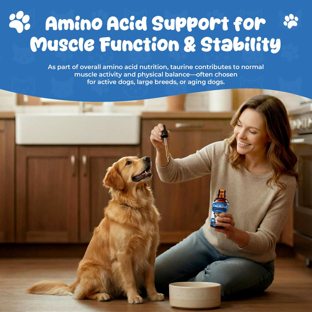 Homibabis Taurine Liquide: soutien potentiel du cœur et des muscles chez les chiens actifs.