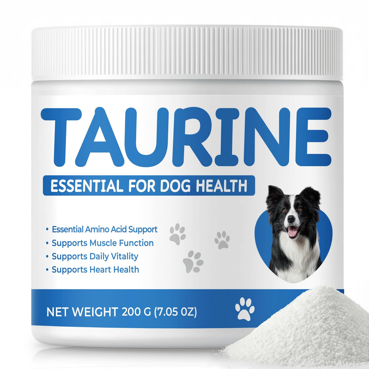 Homibabis Taurine Poudre Chien – emballage 200 g, soutien nutritionnel quotidien.