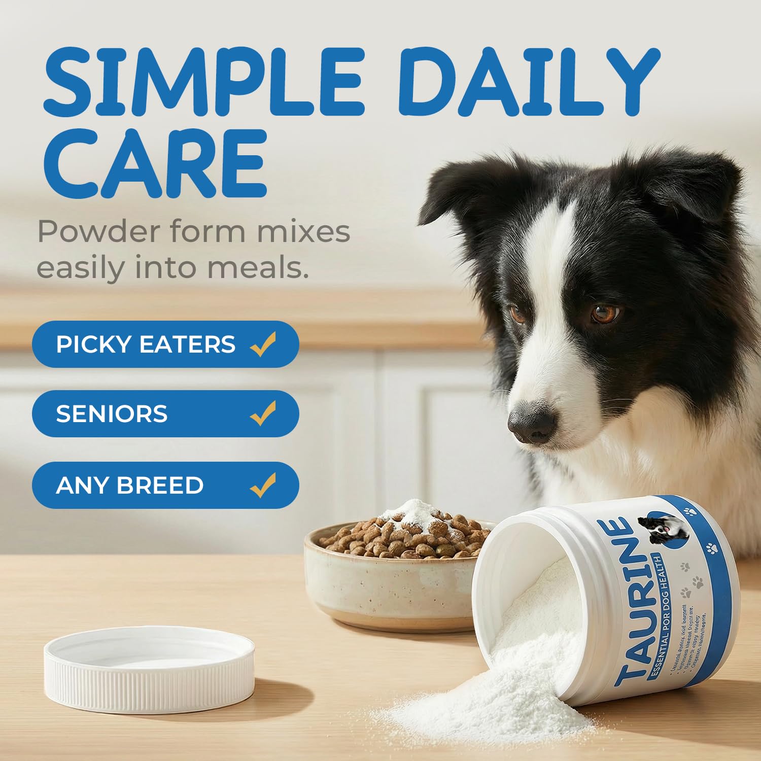 Homibabis Taurine Poudre Chien – intégration durable dans le régime et métabolisme.