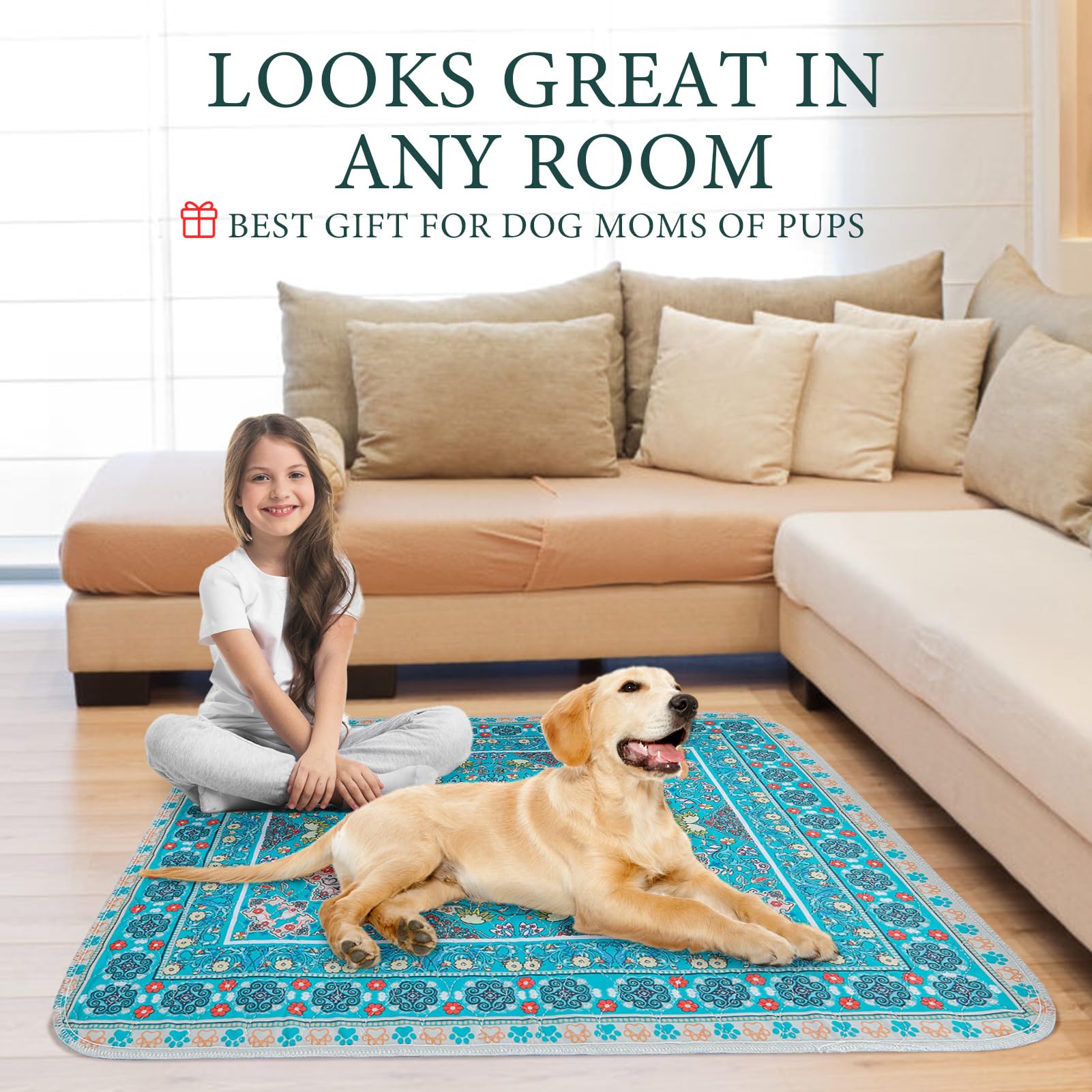 Homimp Tapis-pipi chien design vintage fleurs, élégant et pratique.