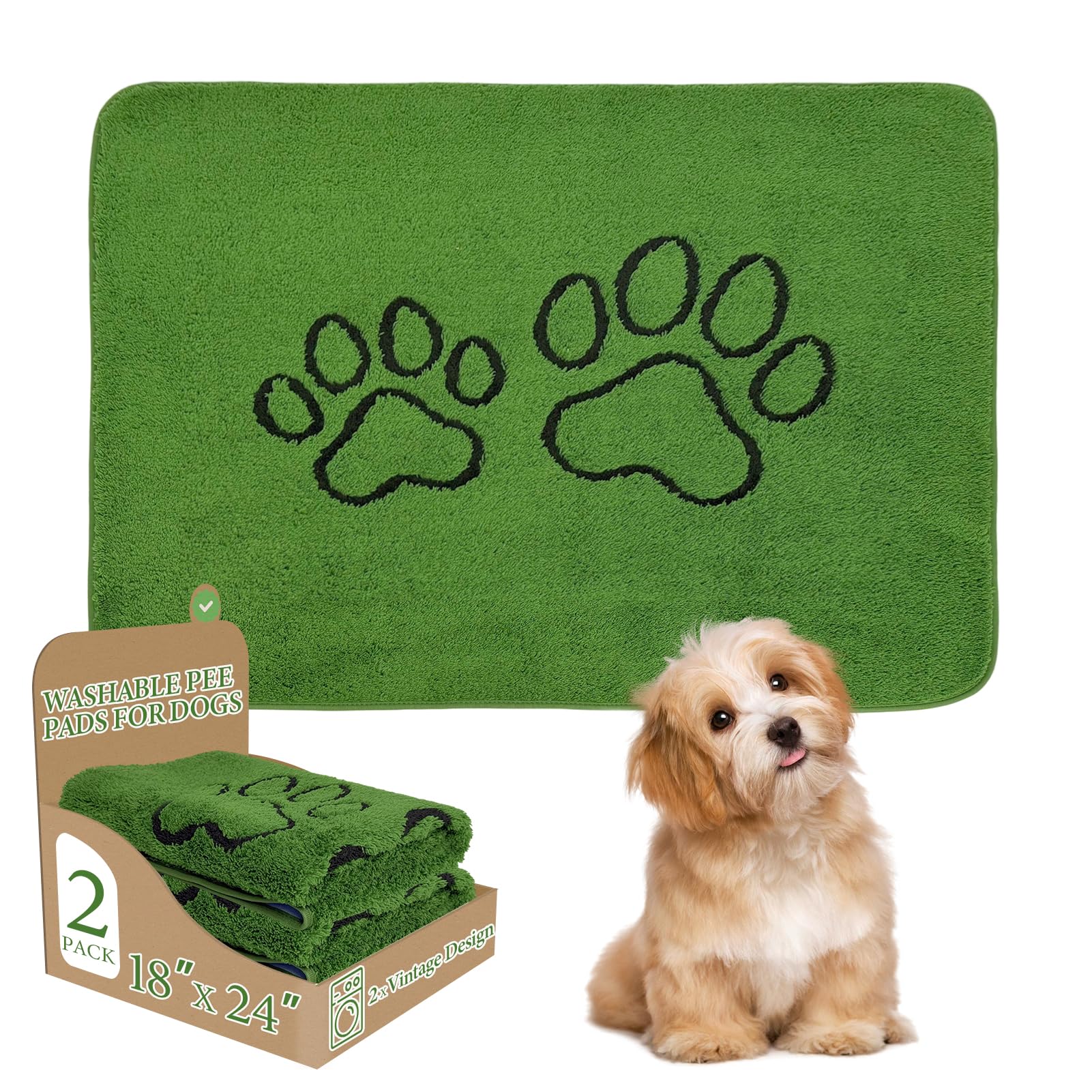 Homimp tapis-pipi chien lavable 2-pack pour apprentissage de la propreté