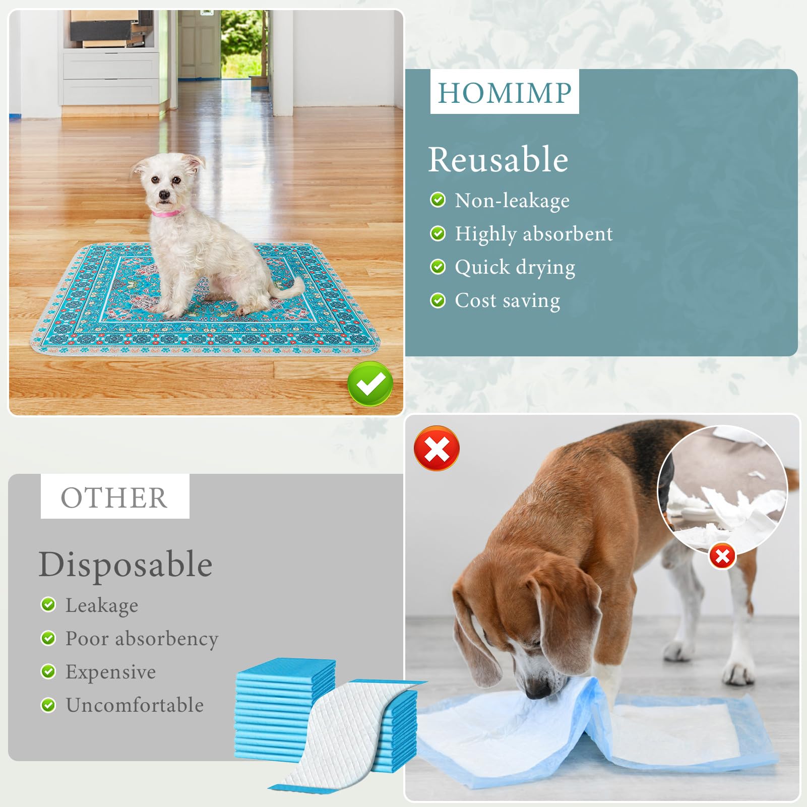 Homimp Tapis-pipi chien usage canapé, protège les meubles.