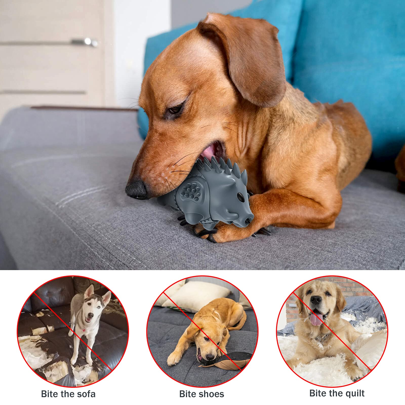 Homipooty, jouet caoutchouc naturel avec arôme lait pour chien