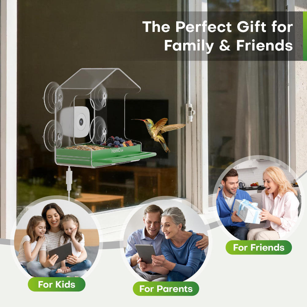 HomiQ Life Smart Bird Feeder caméra 2K: image nette pour revoir les visites.