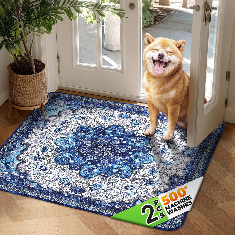 Hompet lot de 2 tapis porte-chien absorbants pour pattes mouillées et sols propres.