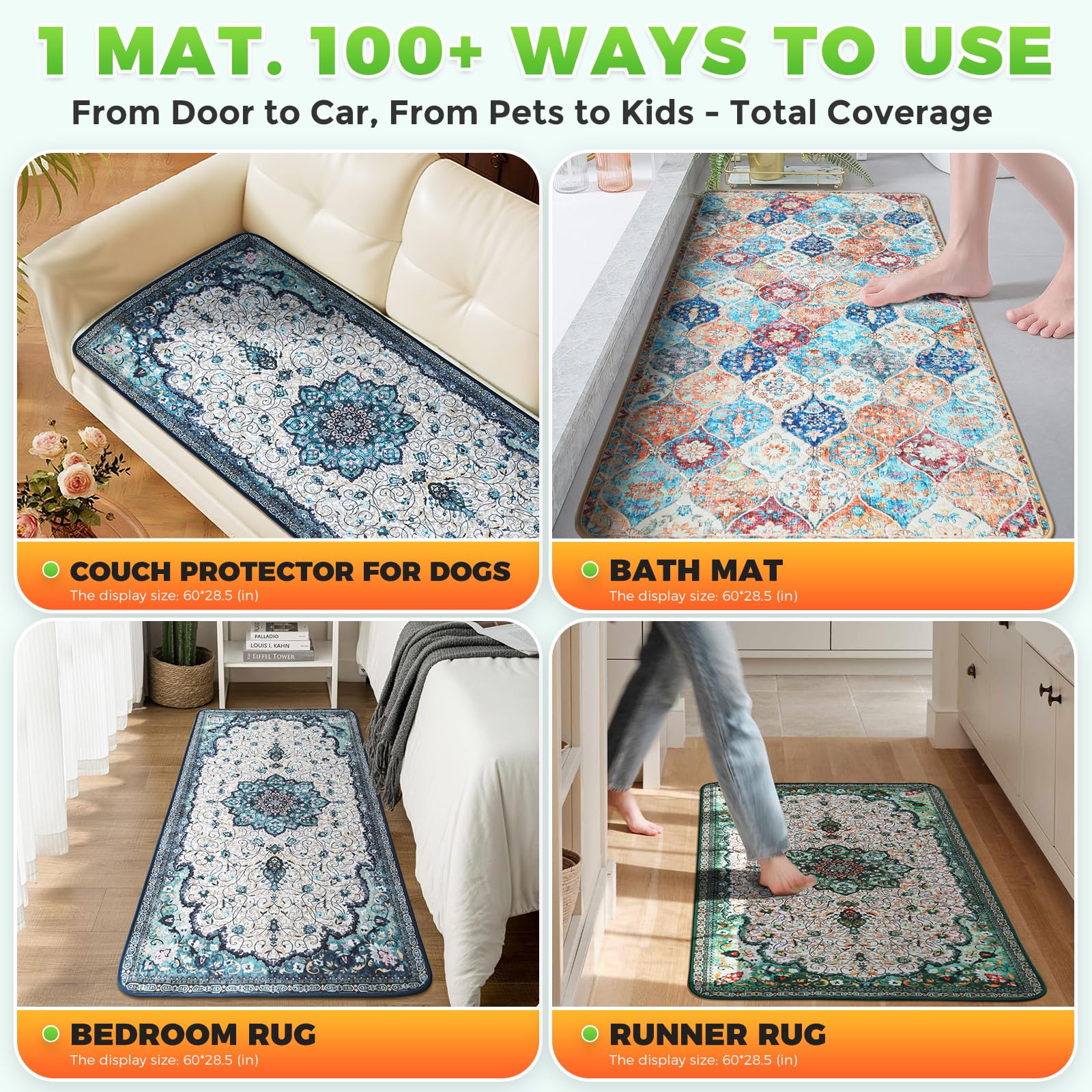 Hompet tapis anti-dérapant reste en place et offre du confort.