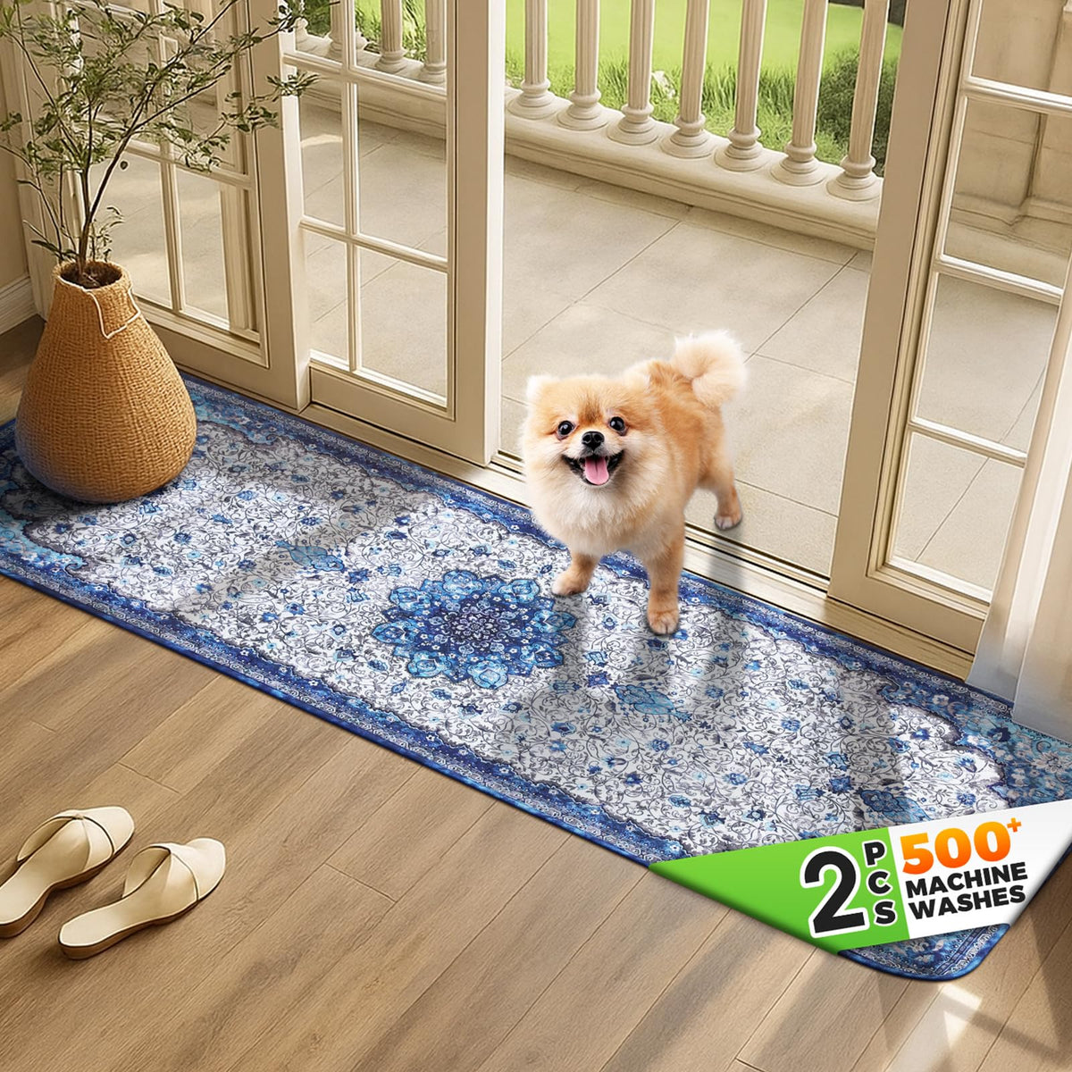 Tapis Hompet absorbant, pack de 2, pour chiens, capte l'humidité rapidement.