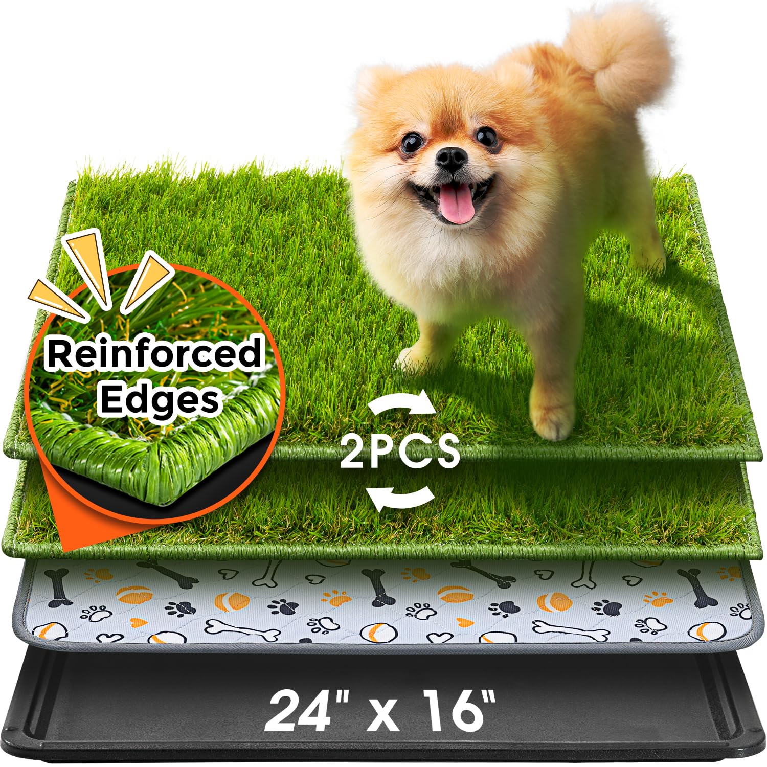 Hompet tapis d'herbe artificielle 24x16 – sensation réaliste pour l'apprentissage de la propreté