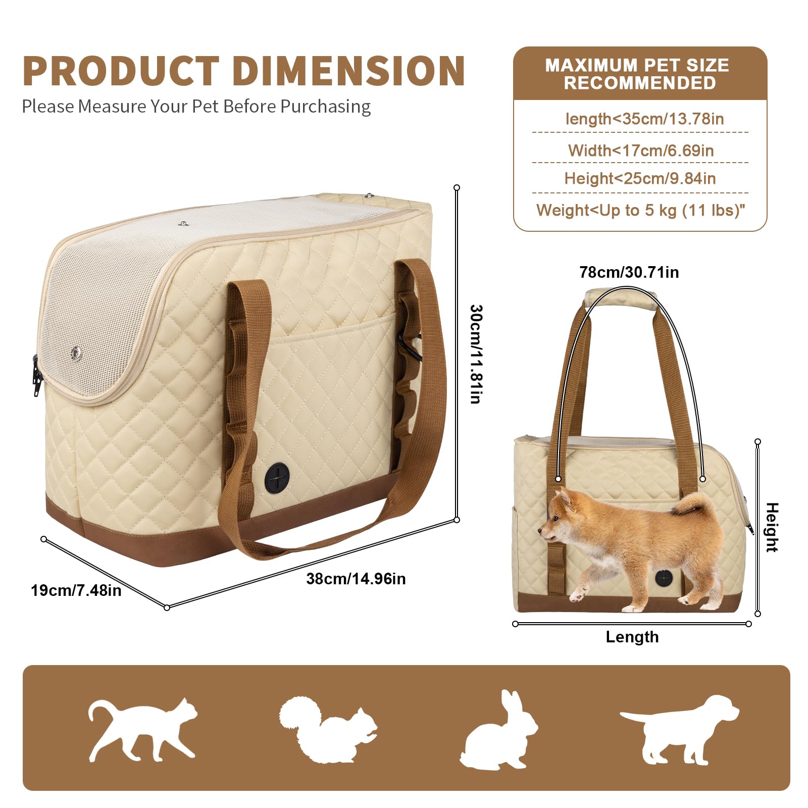 Homsunyi sac chien petit cordon de sécurité intégré