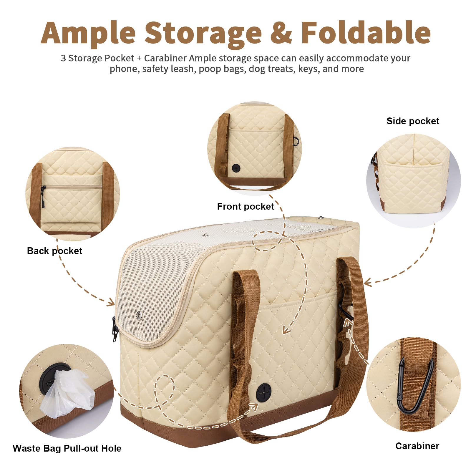 Homsunyi sac chien petit design quilté pour un look élégant