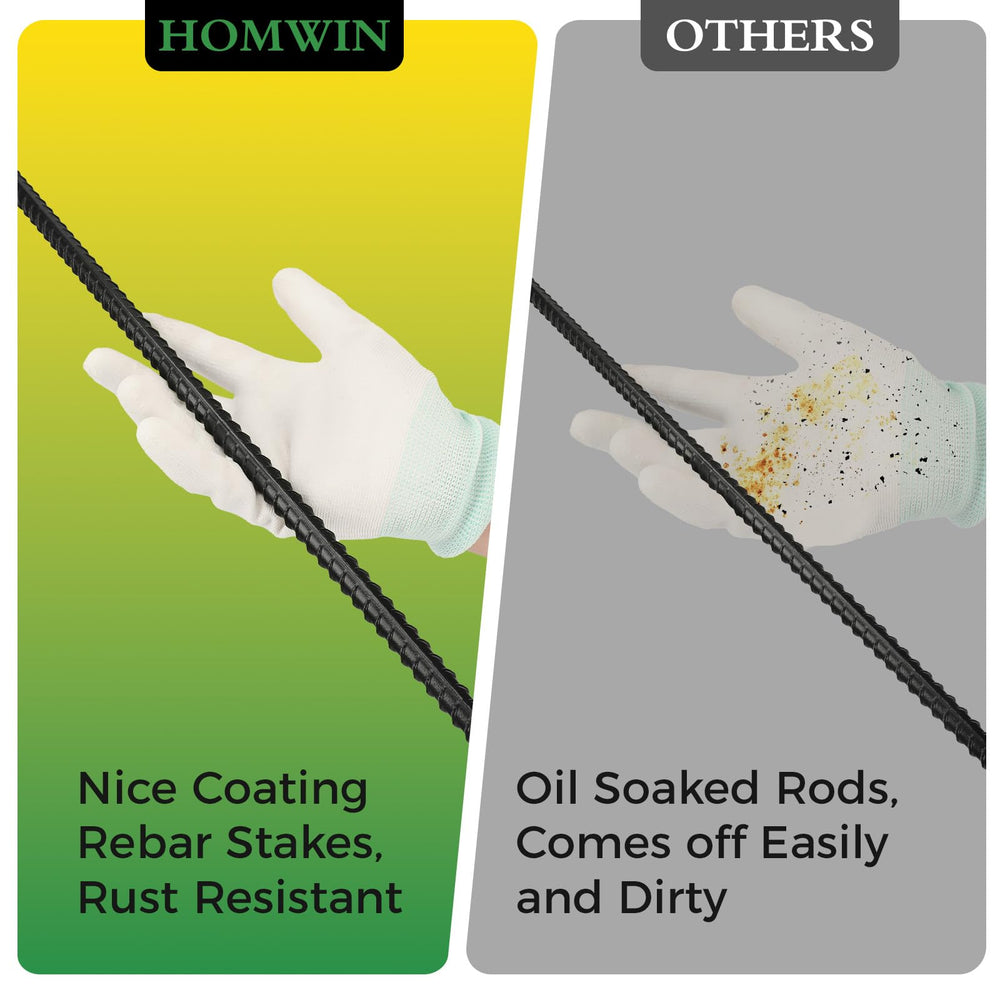 Homwin piquets en acier diamètre 12,7 mm, piquets solides pour béton et jardin.