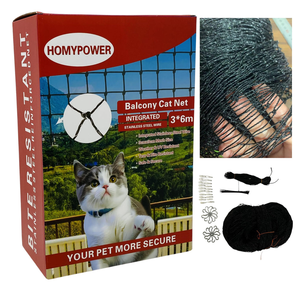 HOMYPOWER filet-chat-balcon installation facile et accessoires inclus pour sécurité