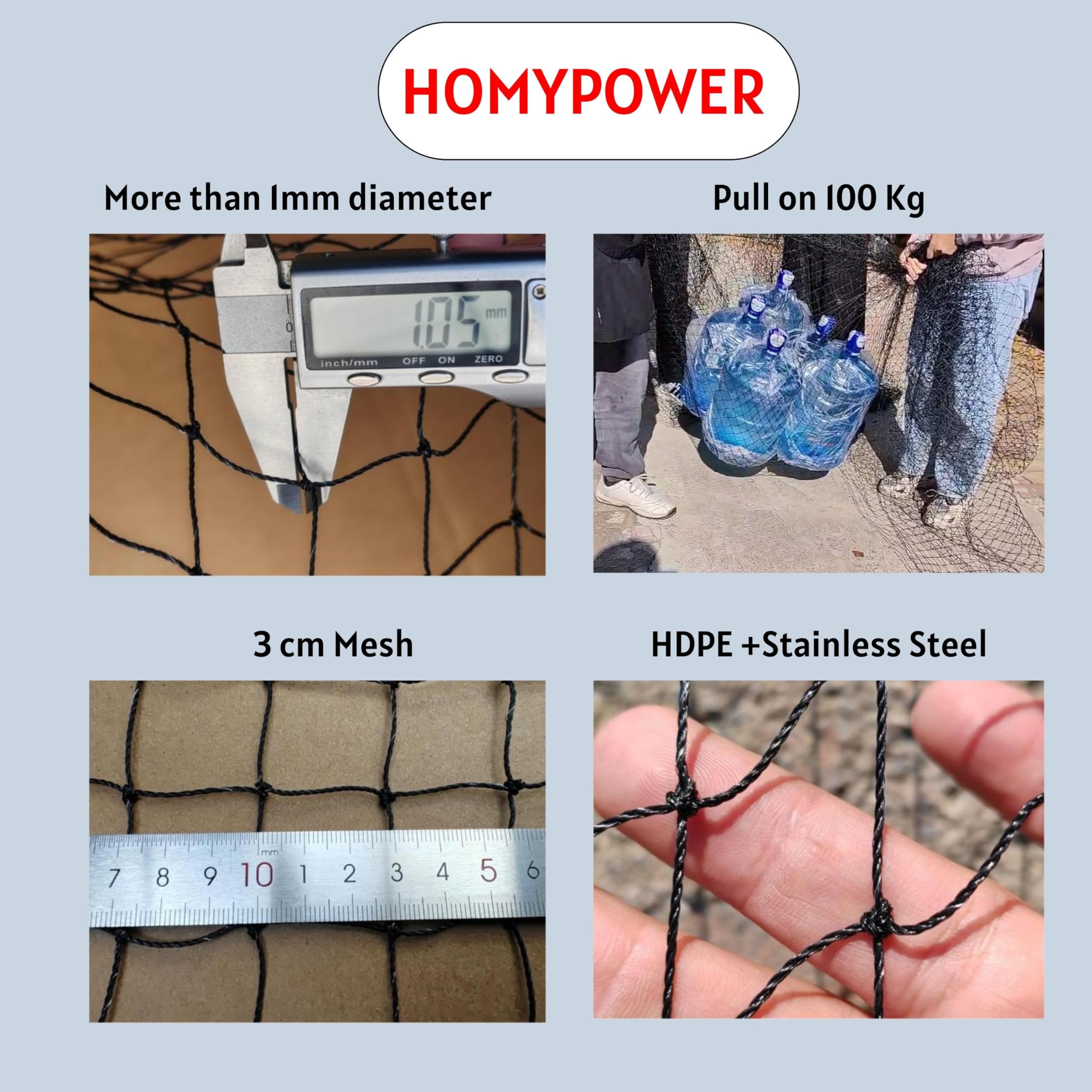 HOMYPOWER filet-chat-balcon tailles personnalisables pour s’adapter à votre balcon