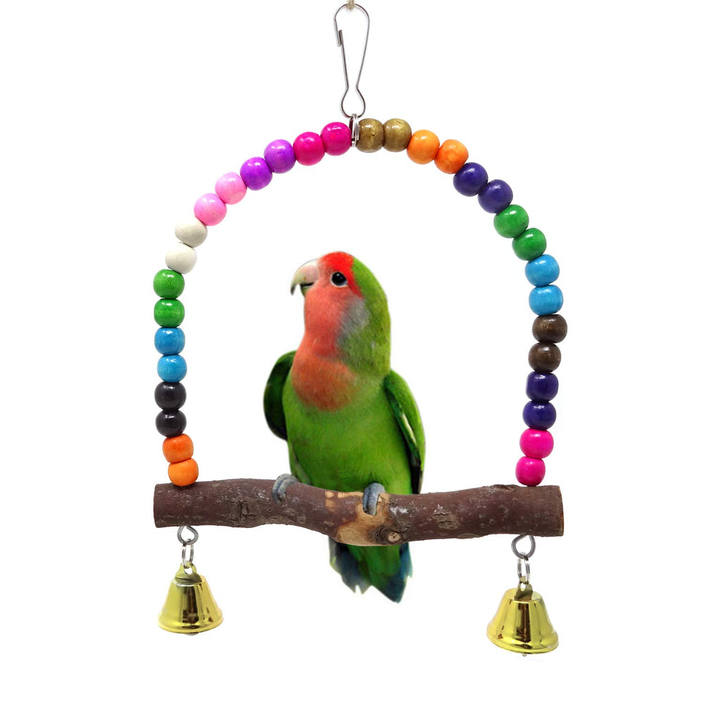 Honbay balancoire oiseau bois petit, divertissement sûr dans la cage.