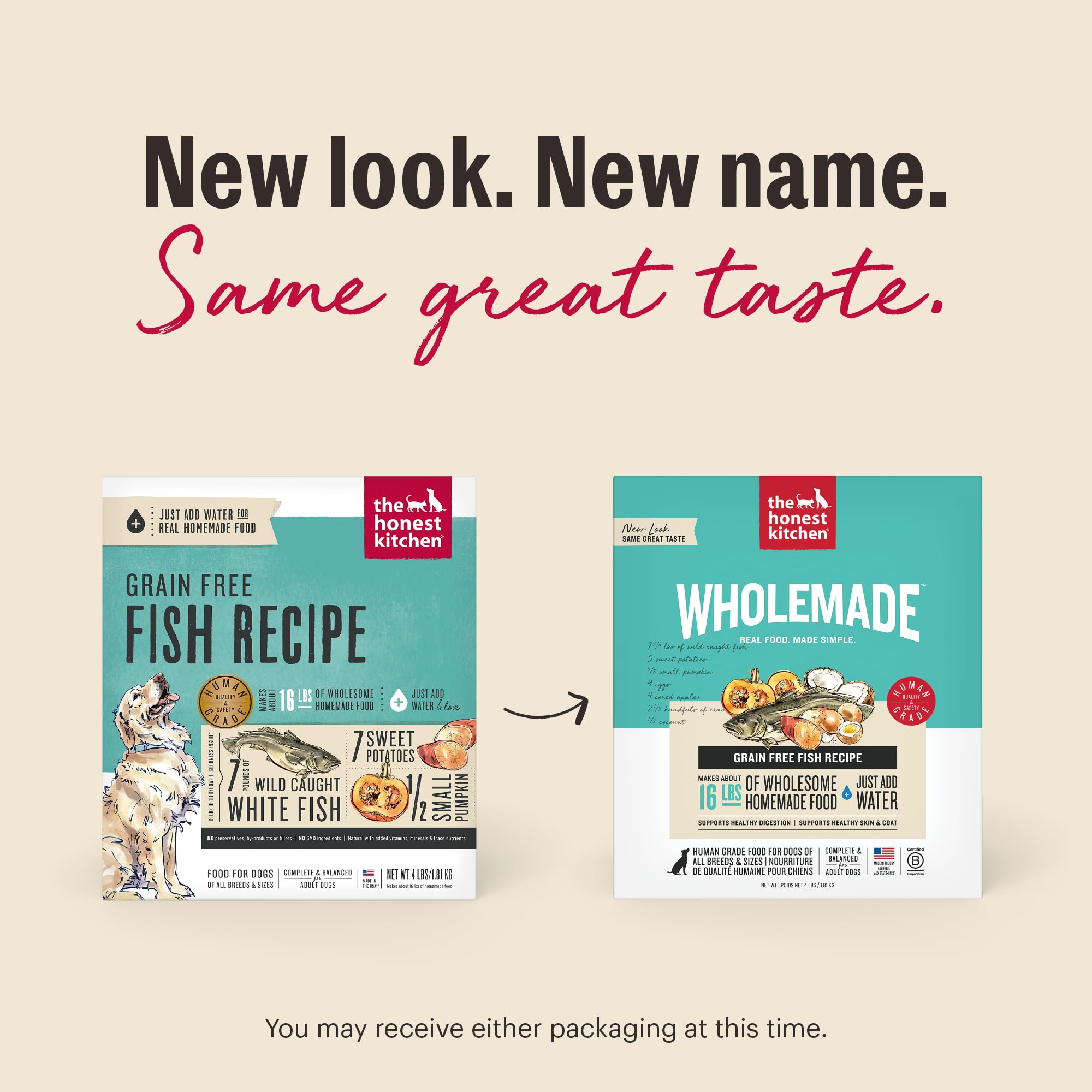 The Honest Kitchen Wholemade montre potiron et patate douce dans l’assiette.