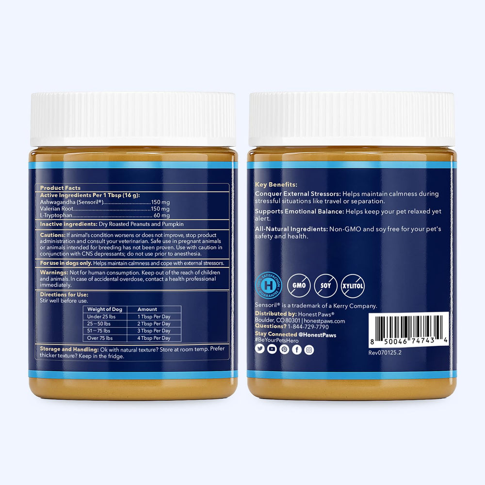 Honest Paws Beurre calment pour chien – idéal en voyage