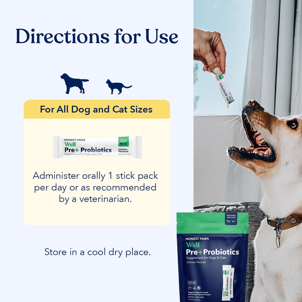 Honest Paws Probiotiques – fabriqué aux États‑Unis et certifié NASC pour la qualité.