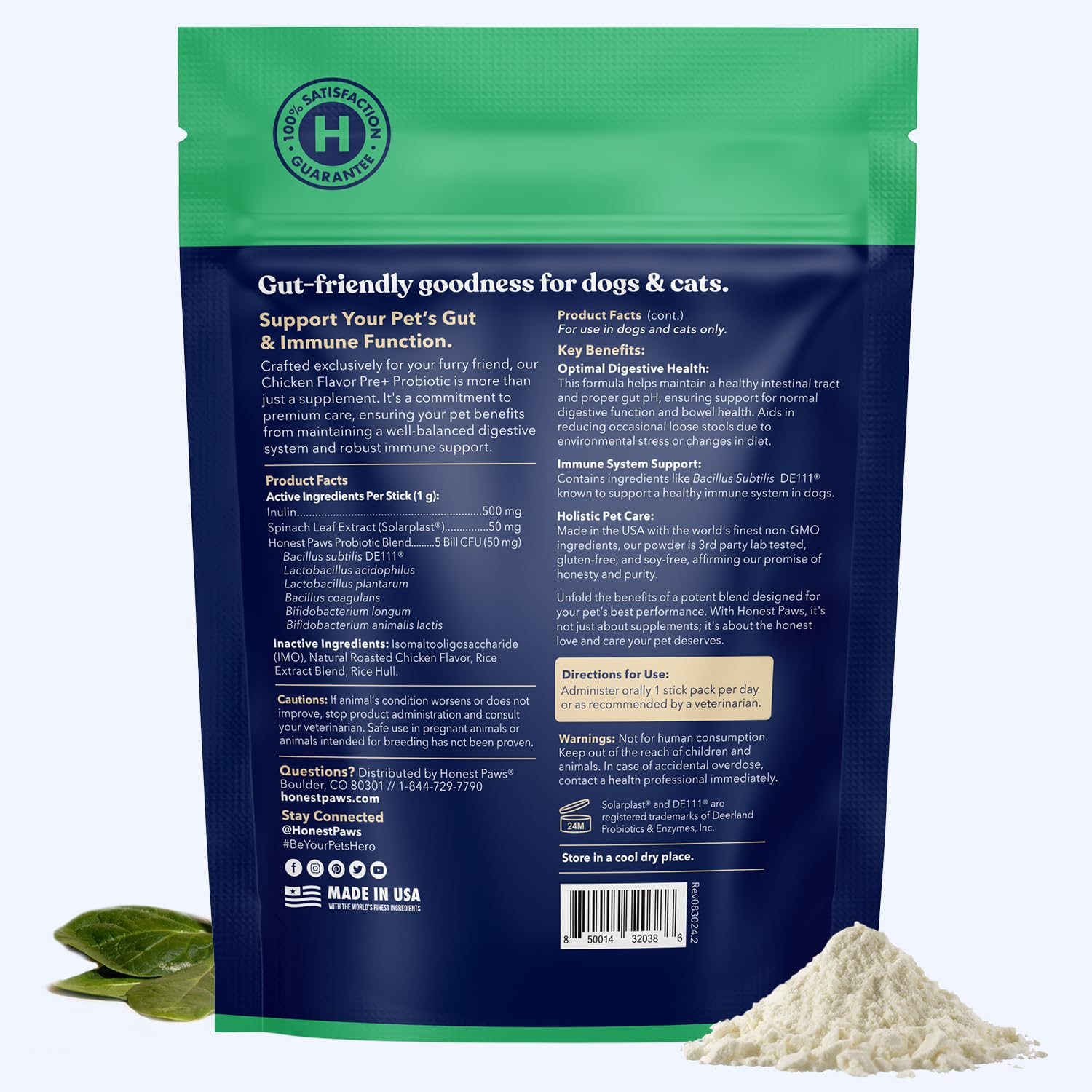 Honest Paws Probiotiques – utilisation en déplacement avec des sachets individuels.