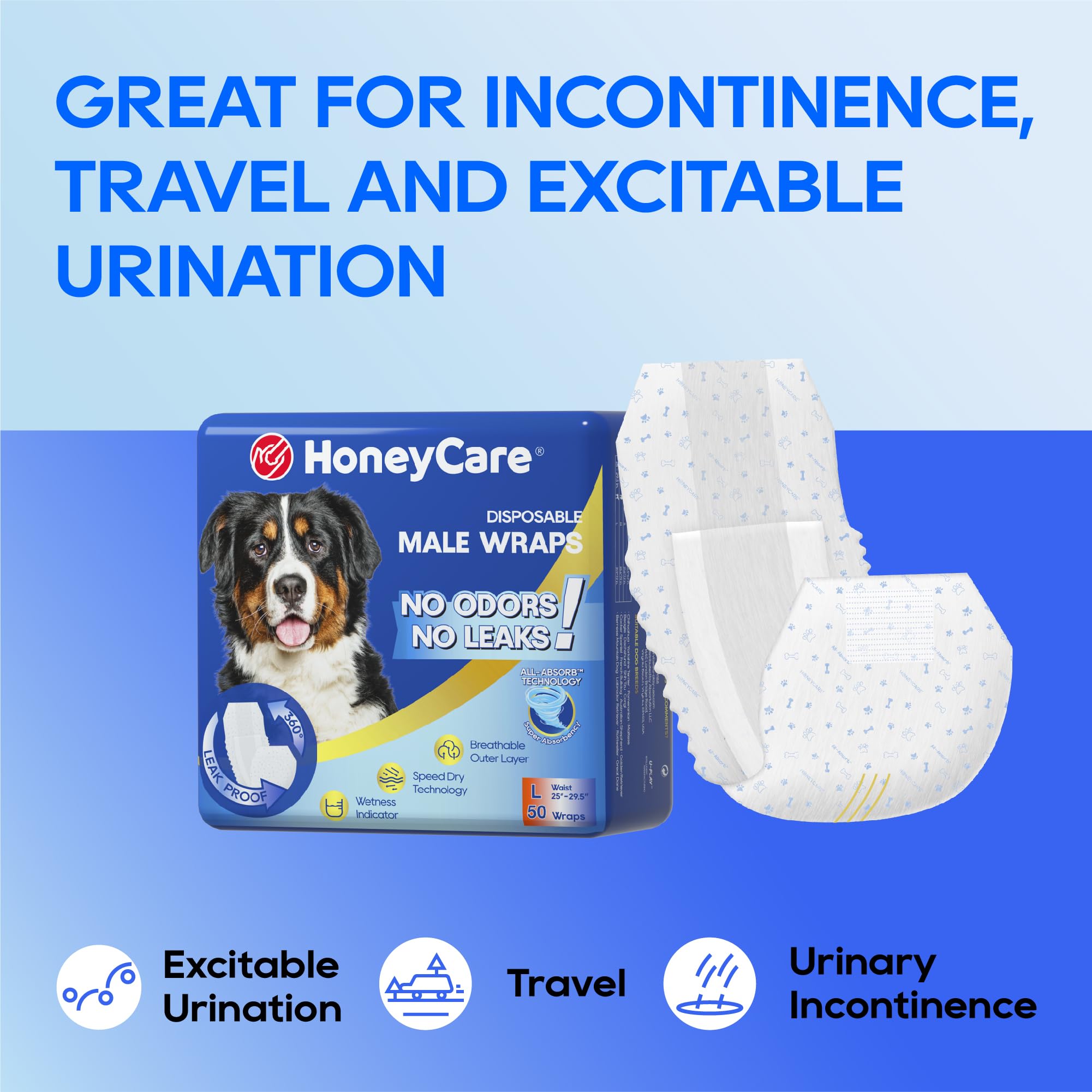 Honey Care All-Absorb A24 Wrap Male – conçu pour les tailles 25 à 32 pouces.